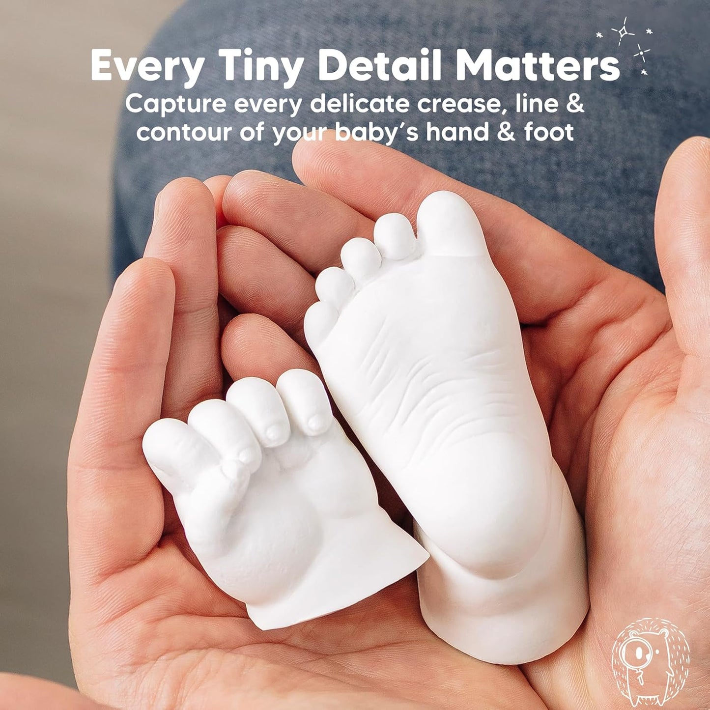 KeaBabies Baby Casting Kit Hands and Feet Mold - 3D Newborn Hand Casting Kit & Stylish Wood Base, Easy DIY Infant Foot Molds 0-9 Months, BPA-Free Baby Keepsake, Shower Gifts for Moms (Round, Ash Wood)