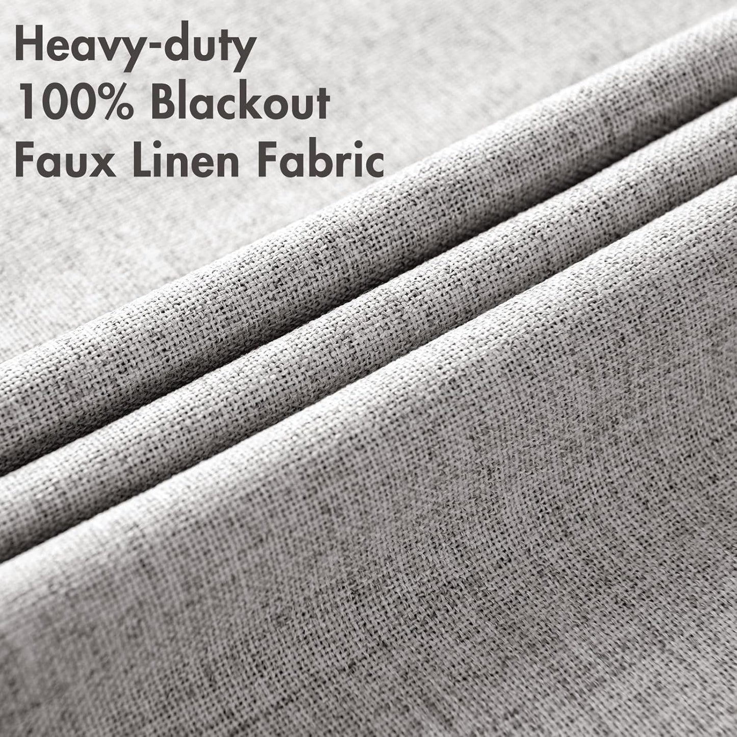 MIULEE Linen Texture Curtains for Bedroom Solid 100% Blackout Thermal Insulated Greyish White Curtains Grommet Room Darkening Drapes for Living Room Nursery 52x45 Inch (2 Panels)