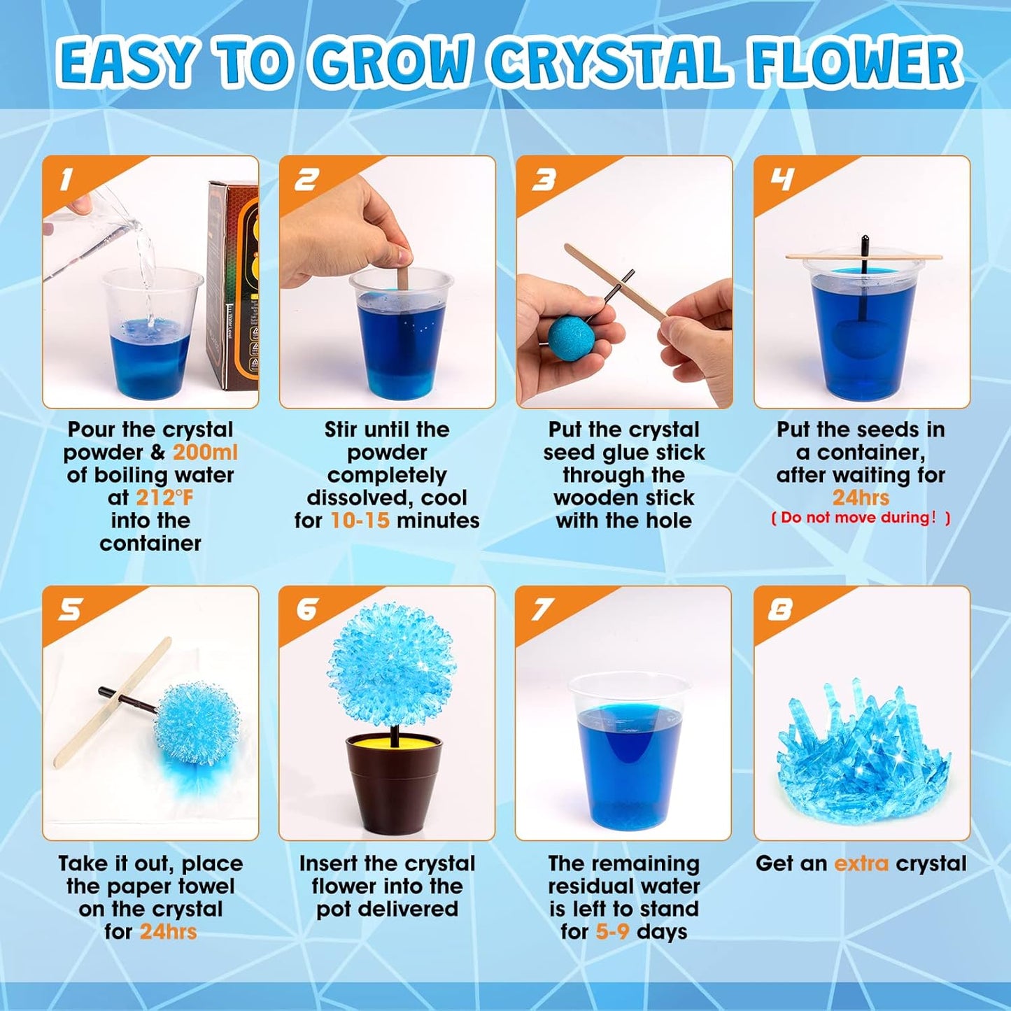 GobiDex Crystal Growing Kit, Science Kits for Kids Age 8-12, Grow Fast in (24H) Science Experiments Lab Toys, DIY STEM Projects Learning & Educational Toys, Crafts Gift Boys & Girls Ages 6 7 8 9 10 12