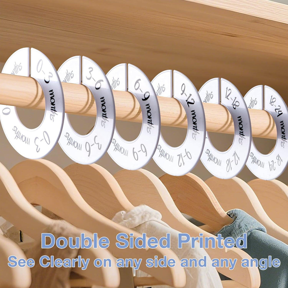 Pro Goleem Baby Closet Dividers Unisex Baby Closet Organizer for Nursery Baby Clothes Size Age Dividers Fits 1.5" Rod 6 PCS