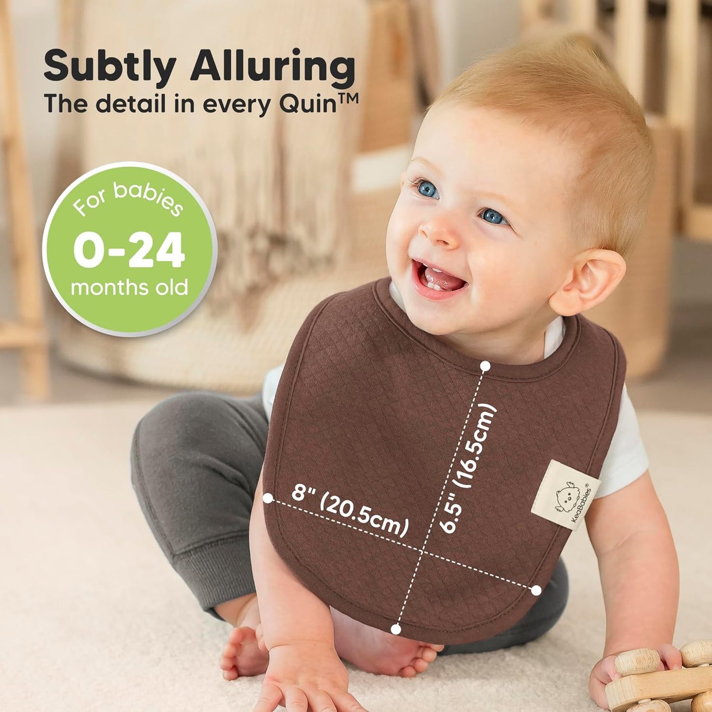 8-Pack Organic Baby Bibs for Girls, Boys - Quilted Cotton Cloth Baby Drool Bibs for Drooling and Teething Toddler, Newborn, Infant, Soft & Super Absorbent (Driftwood)