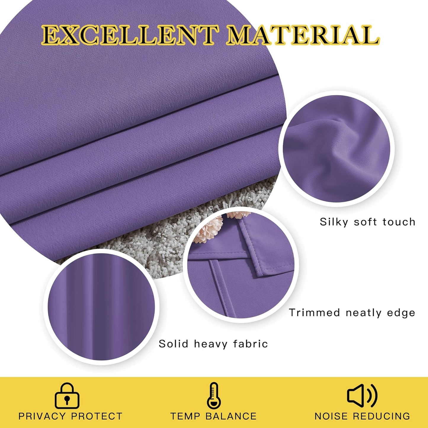 NICETOWN Bedroom Blackout Curtains and Drapes - Window Treatment Thermal Insulated Solid Grommet Blackout Draperies for Bedroom/Living Room (Lilac Purple, Set of 2, 80 by 84 Inch)