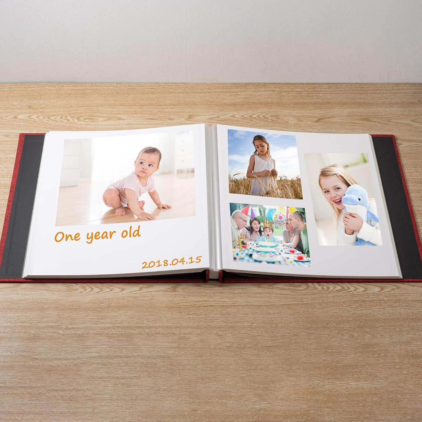Large Photo Album Self Adhesive Scrapbook Album for 4×6 8×10 Pictures DIY Magnetic Linen Cover Album 60 Pages for Family Wedding Gifts with Metal Pen and Plastic Board
