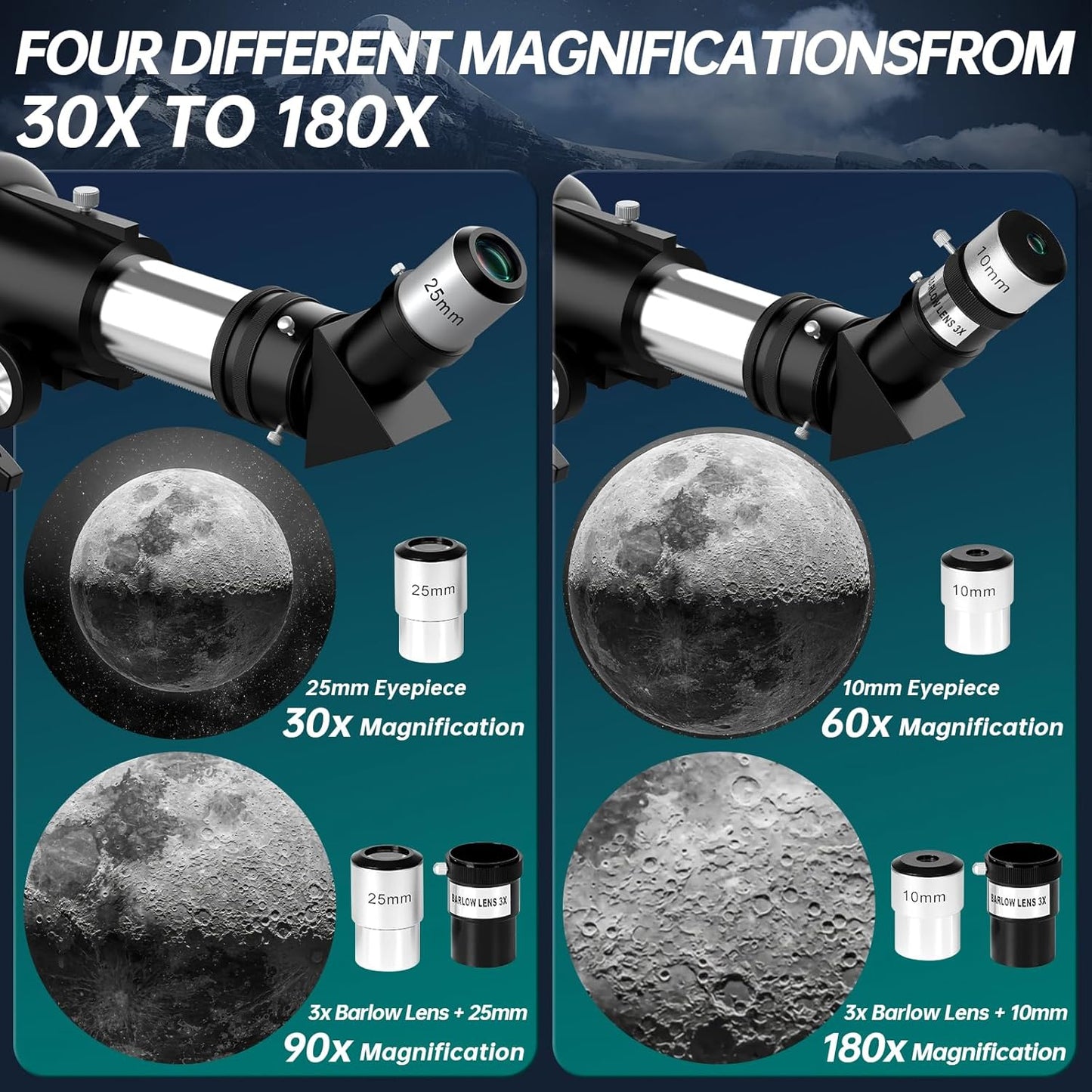 Aurosports Telescope for Adults High Powered - 90mm Aperture 600mm Refractor Telescope for Kids & Beginners -Portable Travel Telescope with Phone Adapter Tripod Wireless Remote & Carry Bag