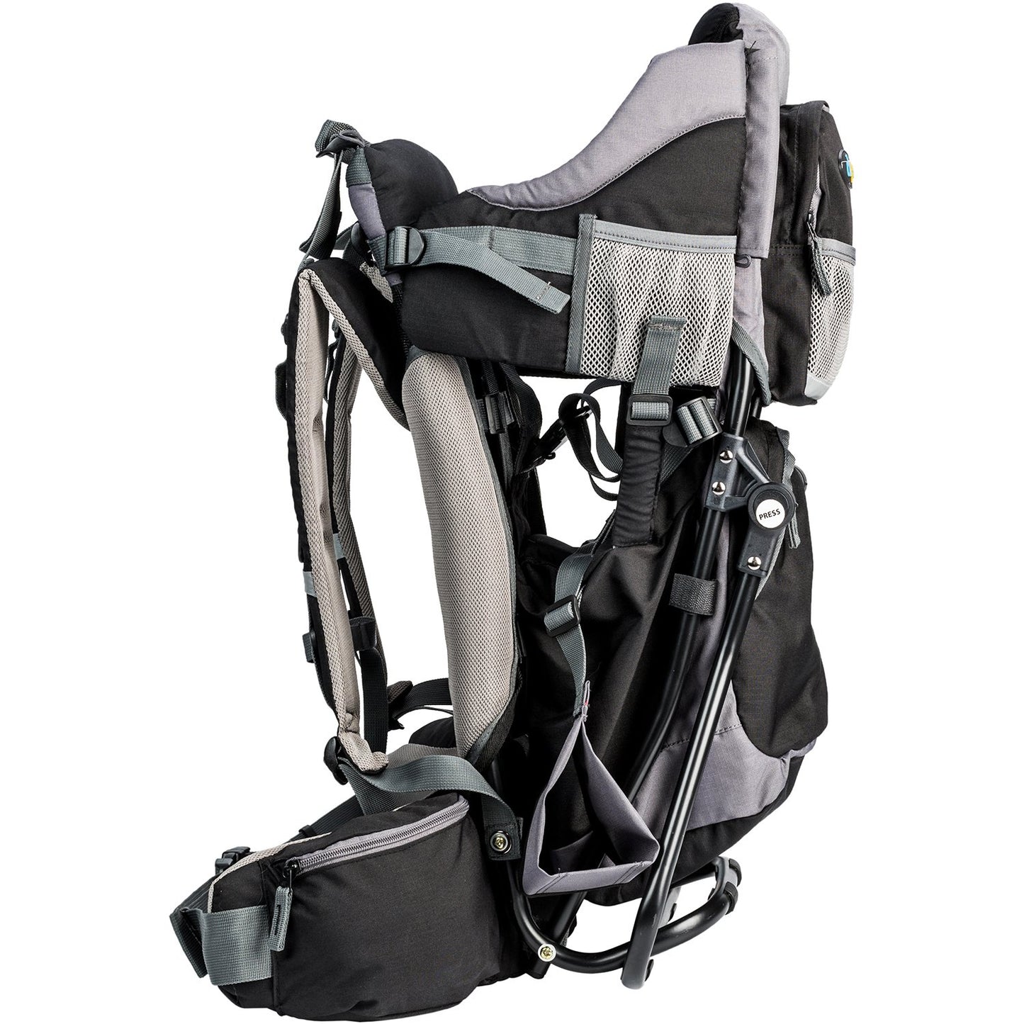 ClevrPlus Canyonero Camping Baby Backpack Hiking Kid Toddler Child Carrier with Stand and Sun Shade Visor, Black