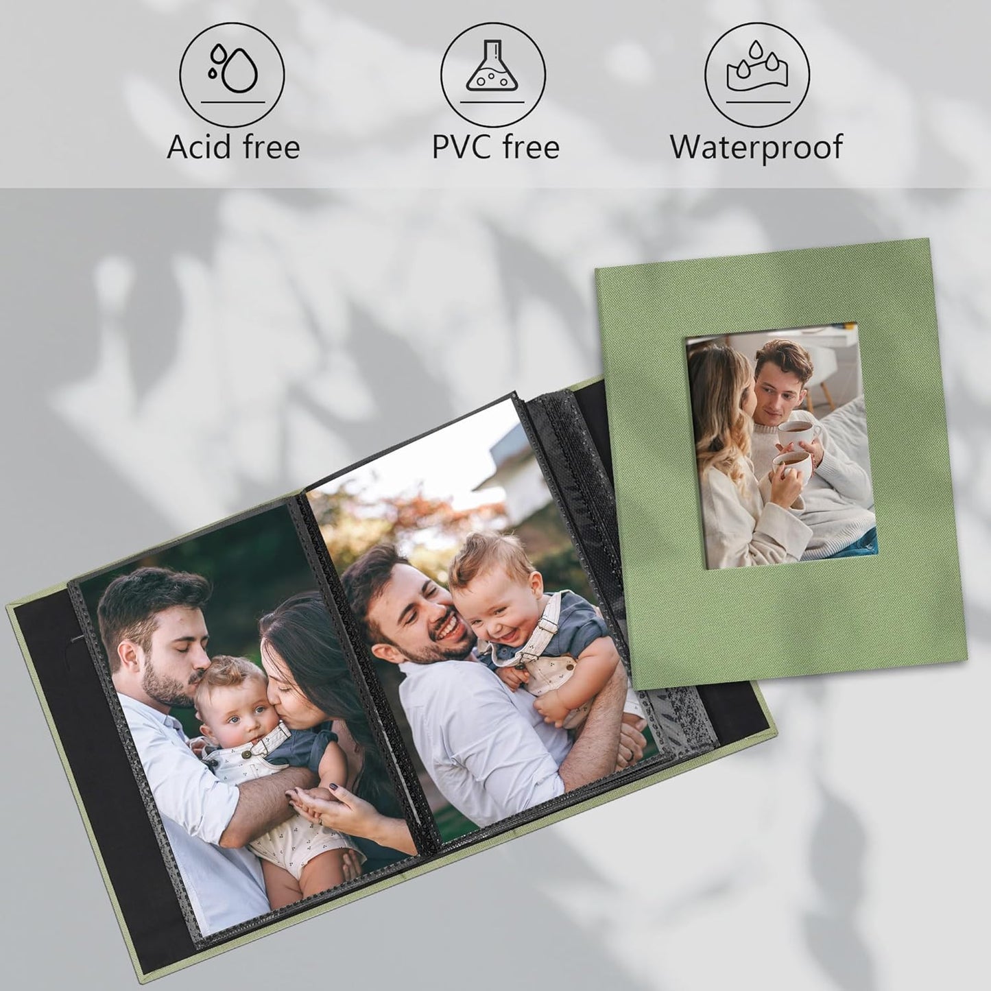 Small 4x6 Photo Album 100 Pockets Linen Cover with Front Window Portable Mini Picture Book for Family Travel Wedding and Memory Keepsake Organizer Gray Blue