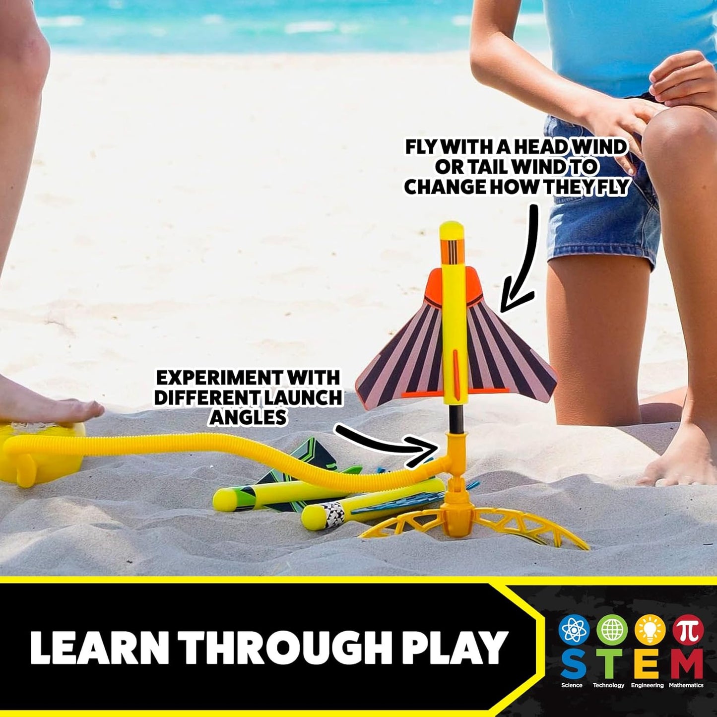 Stomp Rocket Stunt Plane Launcher Toy for Kids - 3 Foam Airplane Toy Soars Over 100 Feet - Unique Tricks & Adjustable Plane Rocket Launcher Stand - Fun Outdoor Toys & Gift for Boys or Girls
