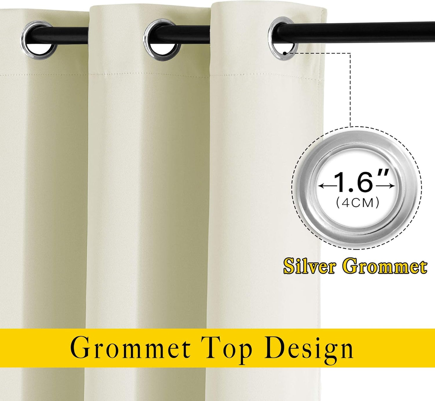 NICETOWN Room Darkening Curtains and Drapes 54 inch Long - Grommet Energy Saving Thermal Insulated Light Blocking Window Treatments for Bedroom (Beige, 1 Pair, W37 x L54)
