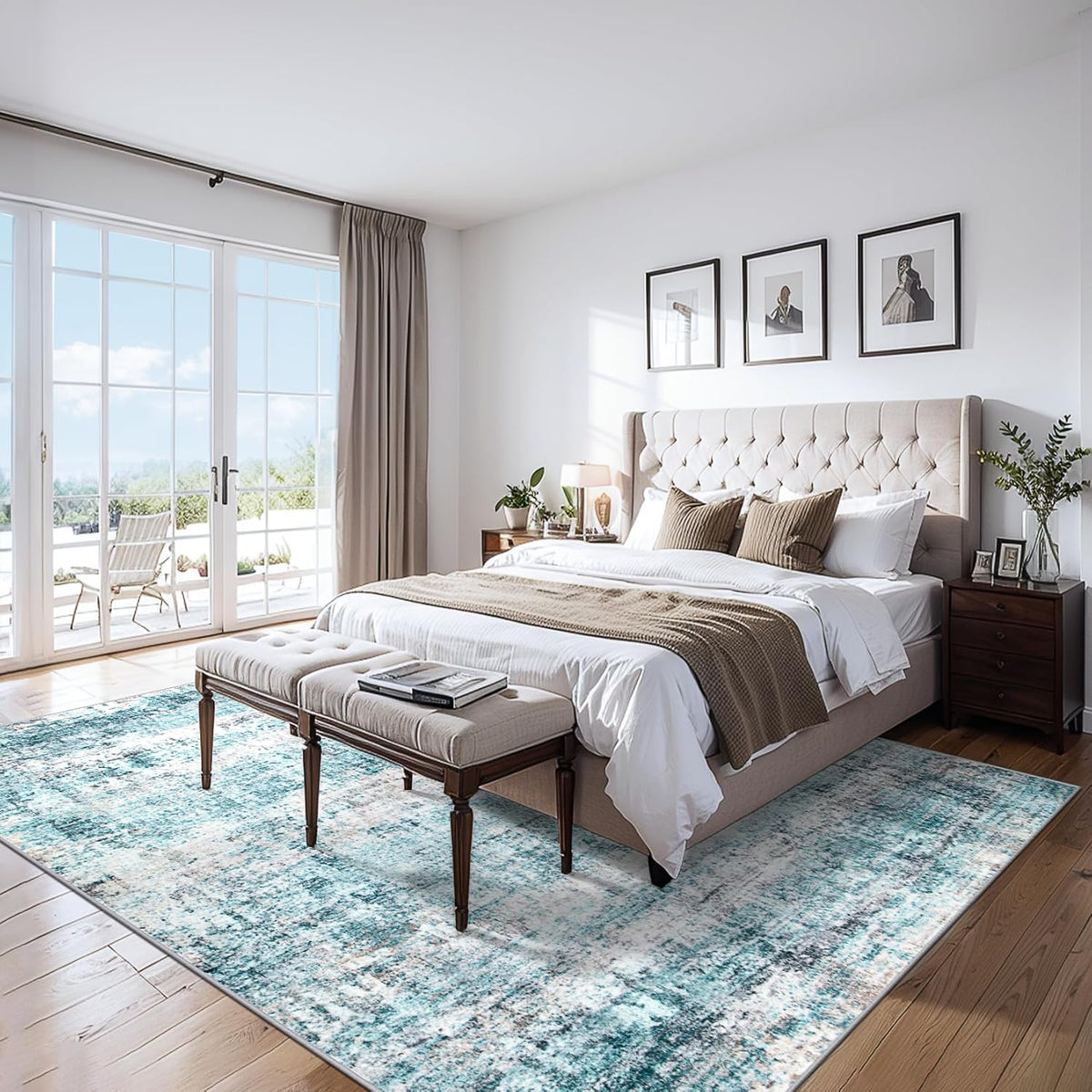 8x10 Area Rugs for Living Room - Washable Rug Modern Abstract Soft Large Neutral Non-Slip Carpet Indoor Floor Thin Carpets for Bedroom Dining Room Farmhouse Nursery Home Office Green