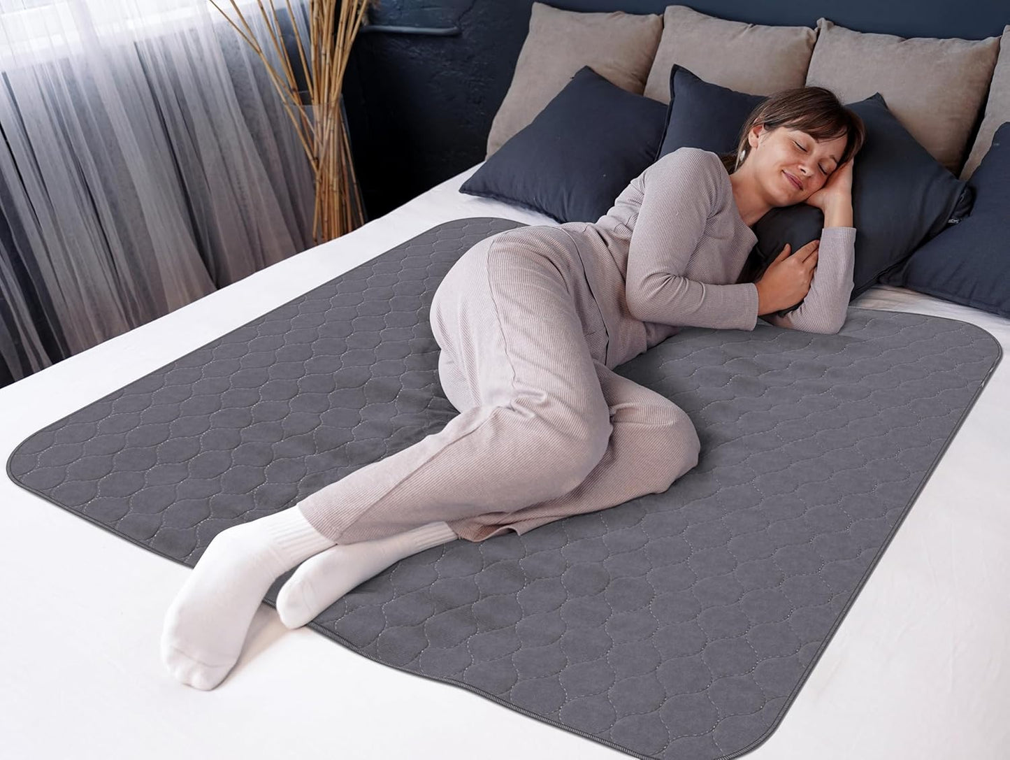 Inspire Underpads | Stain Hiding Gray Reusable Incontinence Bed Pads | Waterproof Mattress Pad | for Adults Babies and Dogs (34 X 52)