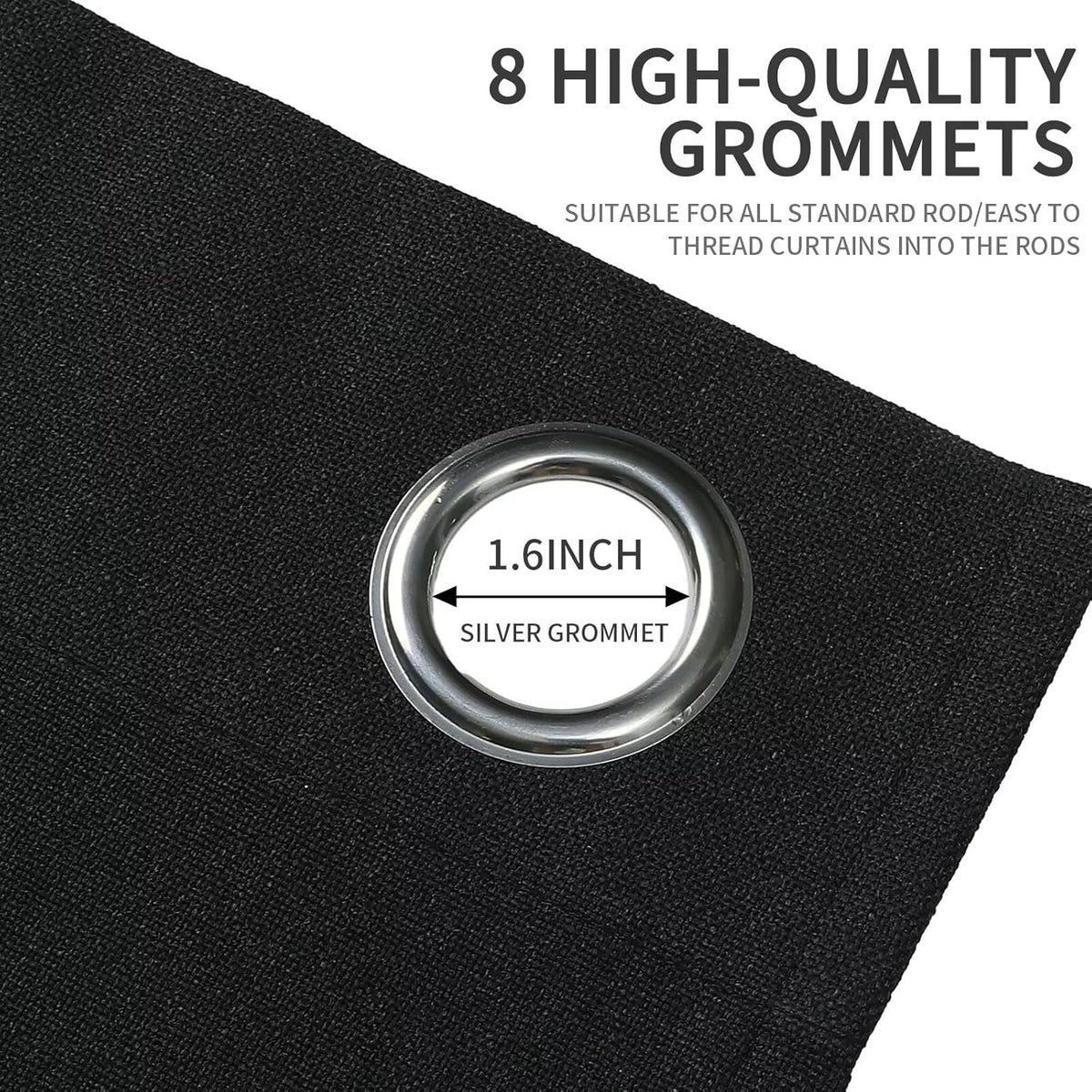 Joydeco Custom Black Textured Total Blackout Curtain for Bedroom and Living Room. Grommet Textured Thermal Insulated Room Darkening Curtain 1 Panel (Custom Size and Color)