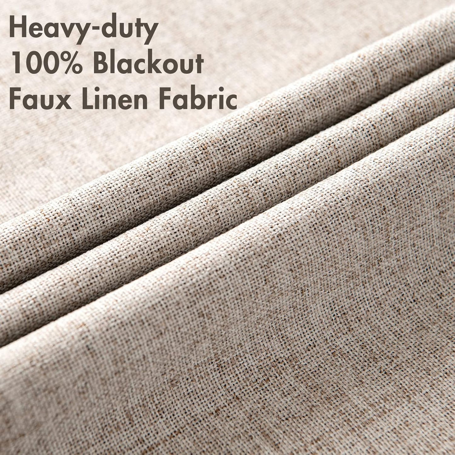 MIULEE Linen Texture Curtains, 2 Pack Blackout Thermal Insulated Khaki, 52x120 Inch Grommet Room Darkening Curtains/Draperies for Bedroom, Living Room, Nursery