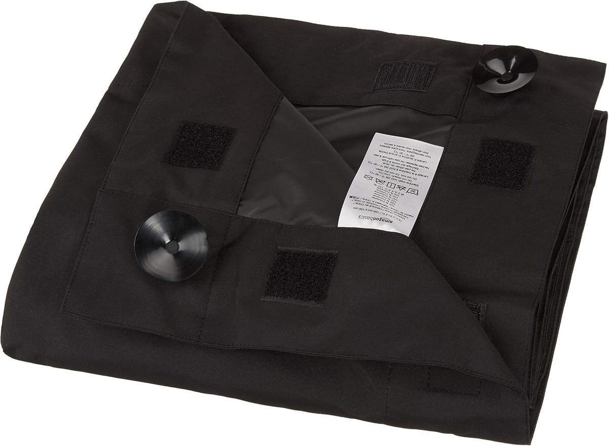 Amazon Basics Portable Blackout Curtain Shade with Suction Cups, 50" W x 78"L, 1-Pack, Black