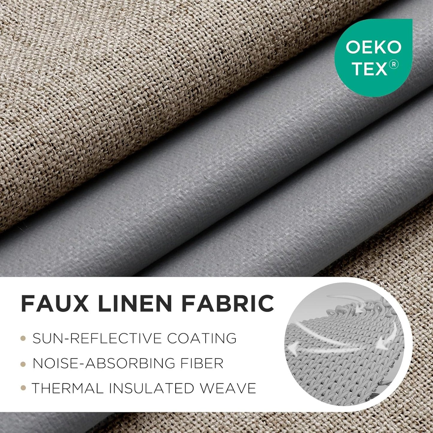 Joydeco Linen Blackout Curtains 120 Inches Long, Extra Long Curtains 120 Inch Length 1 Panel for Bedroom, Thermal Insulated Linen Black Out Curtains with Grommets(100x120, Linen)