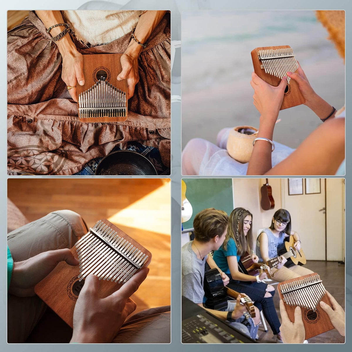 Kalimba Thumb Piano,YUNDIE Portable 21 Keys Mbira Finger Piano with Tune Hammer and Study Instruction,Musical Instruments Gift for Kid Adult Beginners Professional(Brown)