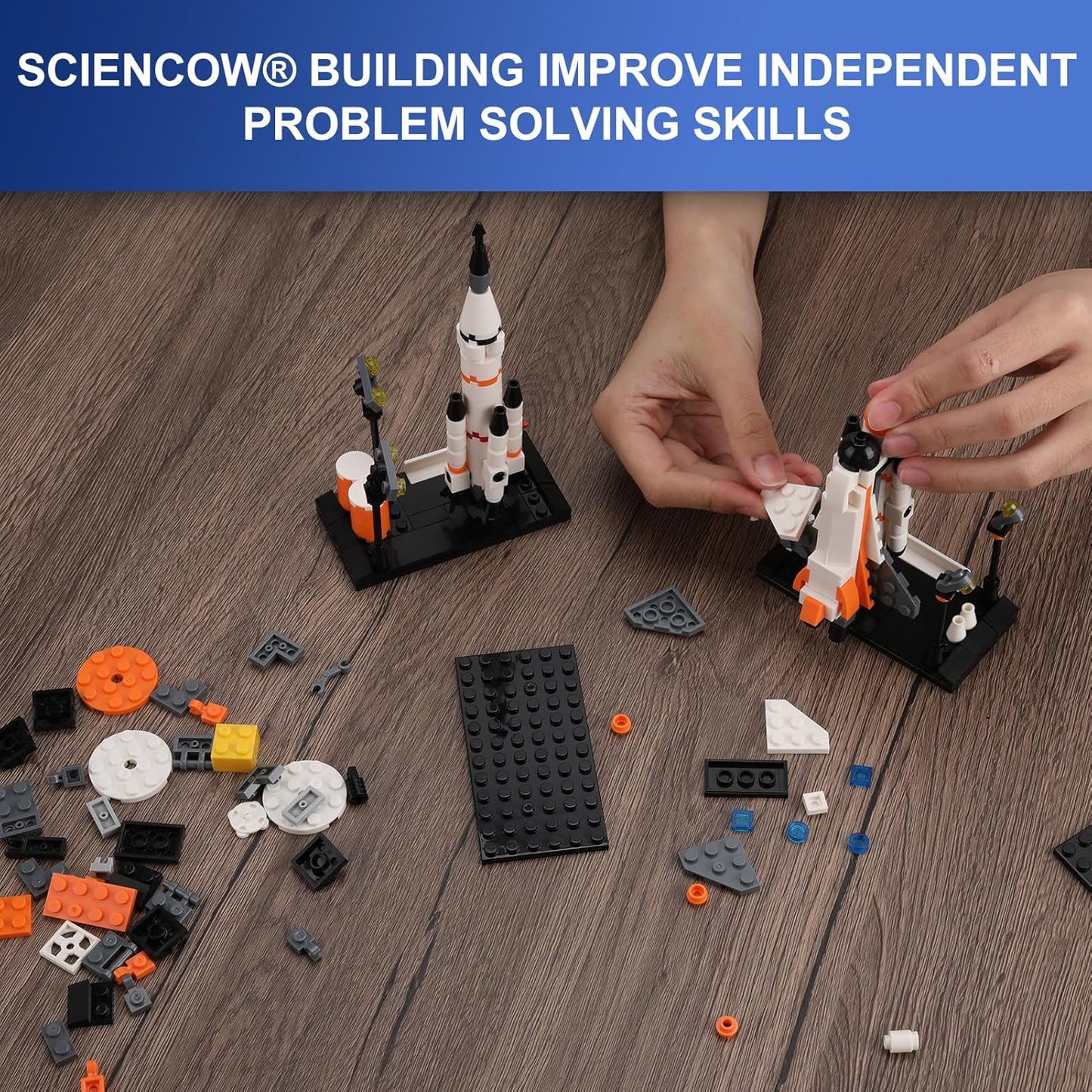 Space Exploration Shuttle Toys for Boys, STEM Aerospace Building Kit Toy with Rocket, Space Shuttle, Moon Buggy and Satellite, Best Gifts for 6, 7, 8, 9, 10+ Year Old Boys (415 PCS)