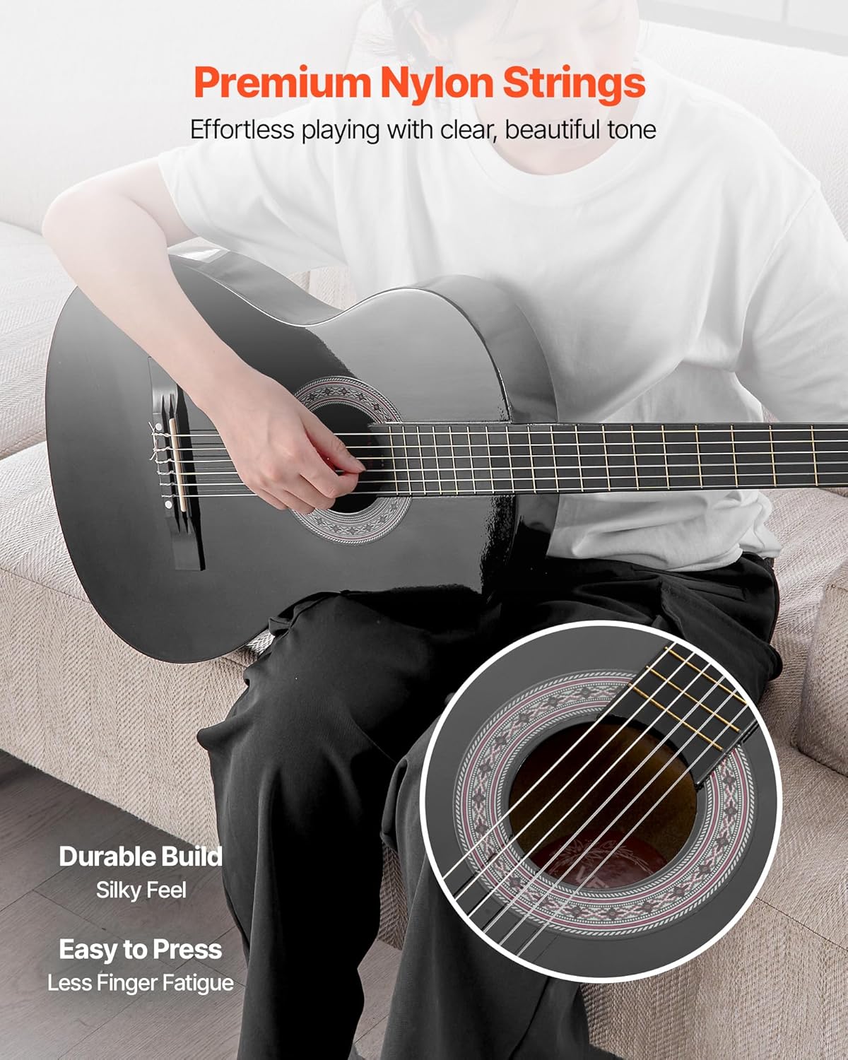 VEVOR Acoustic Guitar, Classical Guitar Starter Kit for Beginners, with Nylon Strings, Basswood Guitar, for Kids Adults Girls Boys Students