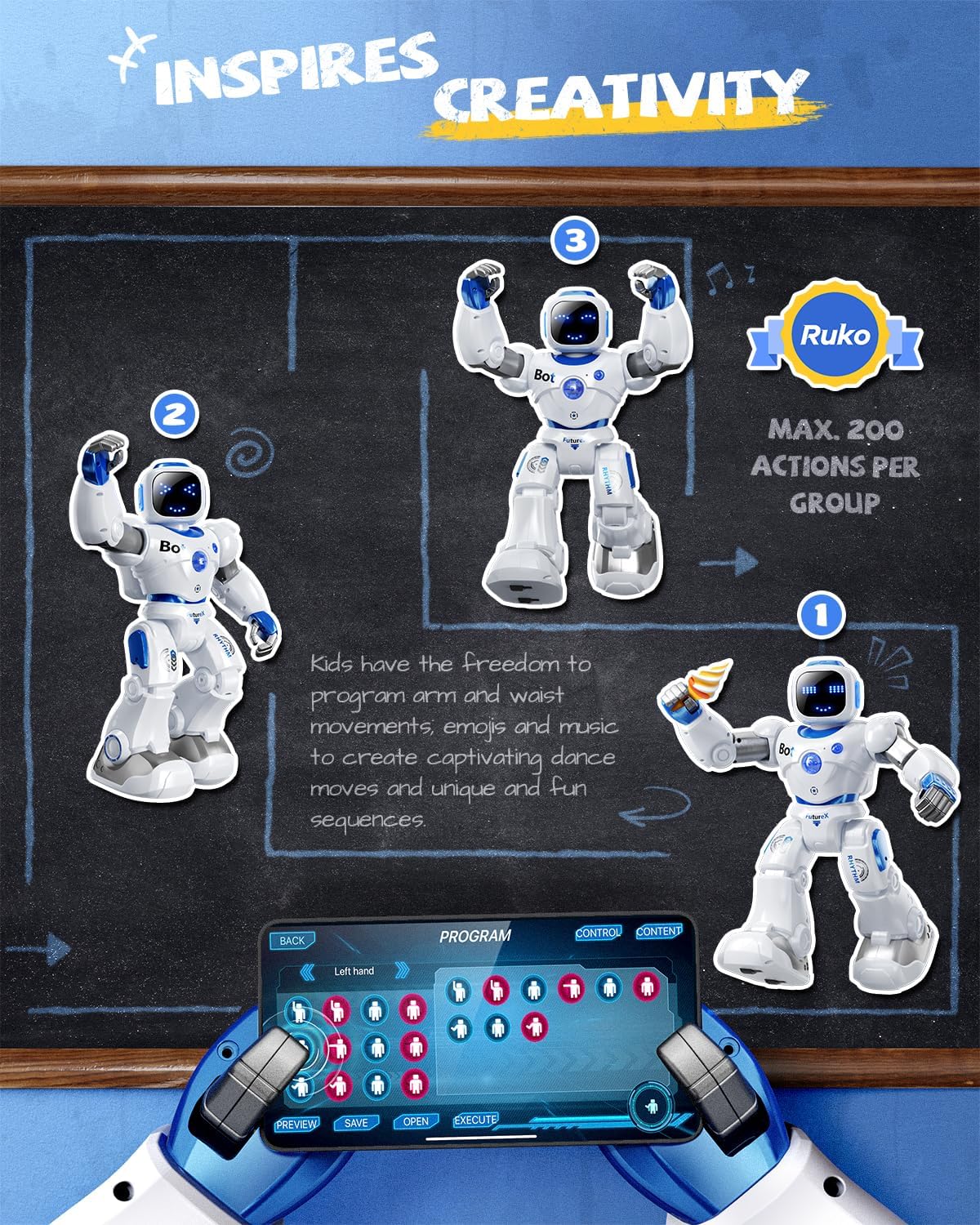 Ruko 1088 Smart Robot 6088 Smart Blue Robot