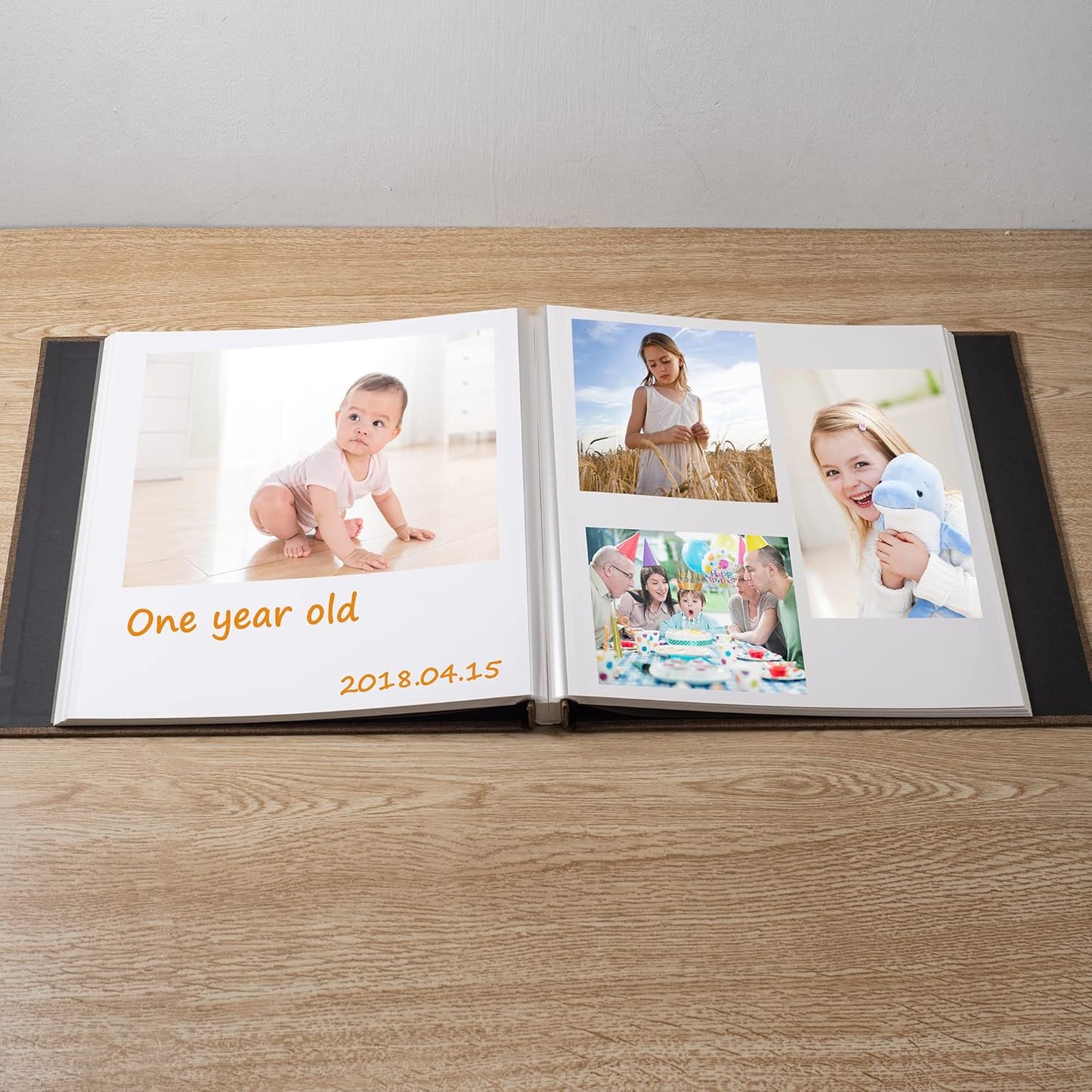 Large Photo Album Self Adhesive Scrapbook Album for 4×6 8×10 Pictures DIY Magnetic Linen Cover Album 40 Pages for Family Wedding Gifts with Metal Pen and Plastic Board