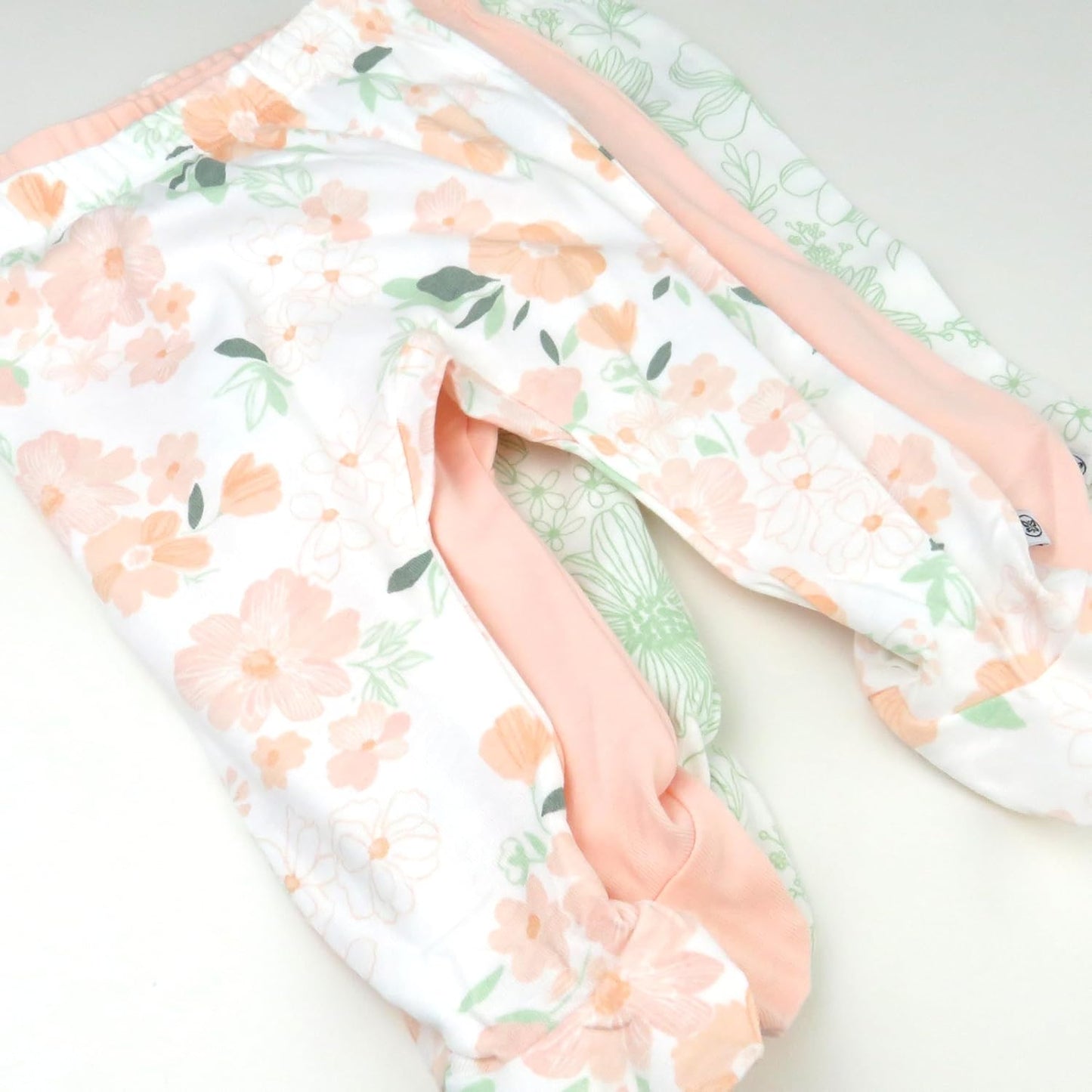 HonestBaby 3-pack Footed Pants Roomy Fit Pull on Bottoms 100% Organic Cotton for Infant Baby Boys, Girls, Unisex