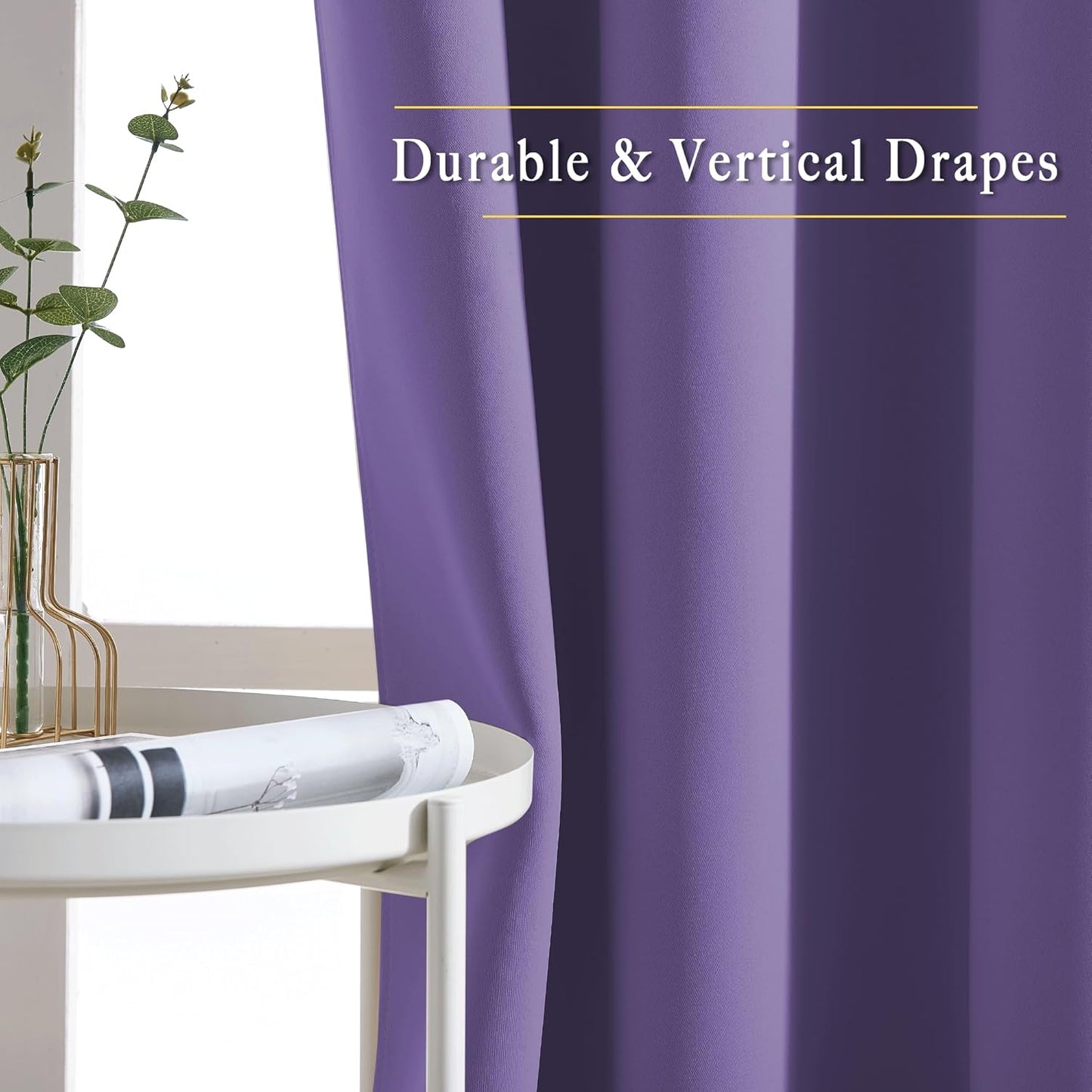 NICETOWN Blackout 102 inch Curtains for Living Room, Grommet Thermal Curtains Room Darkening Window Treatments Sound Reducing for Bedroom, Lilac Purple, 2 Panels, W52 x L102