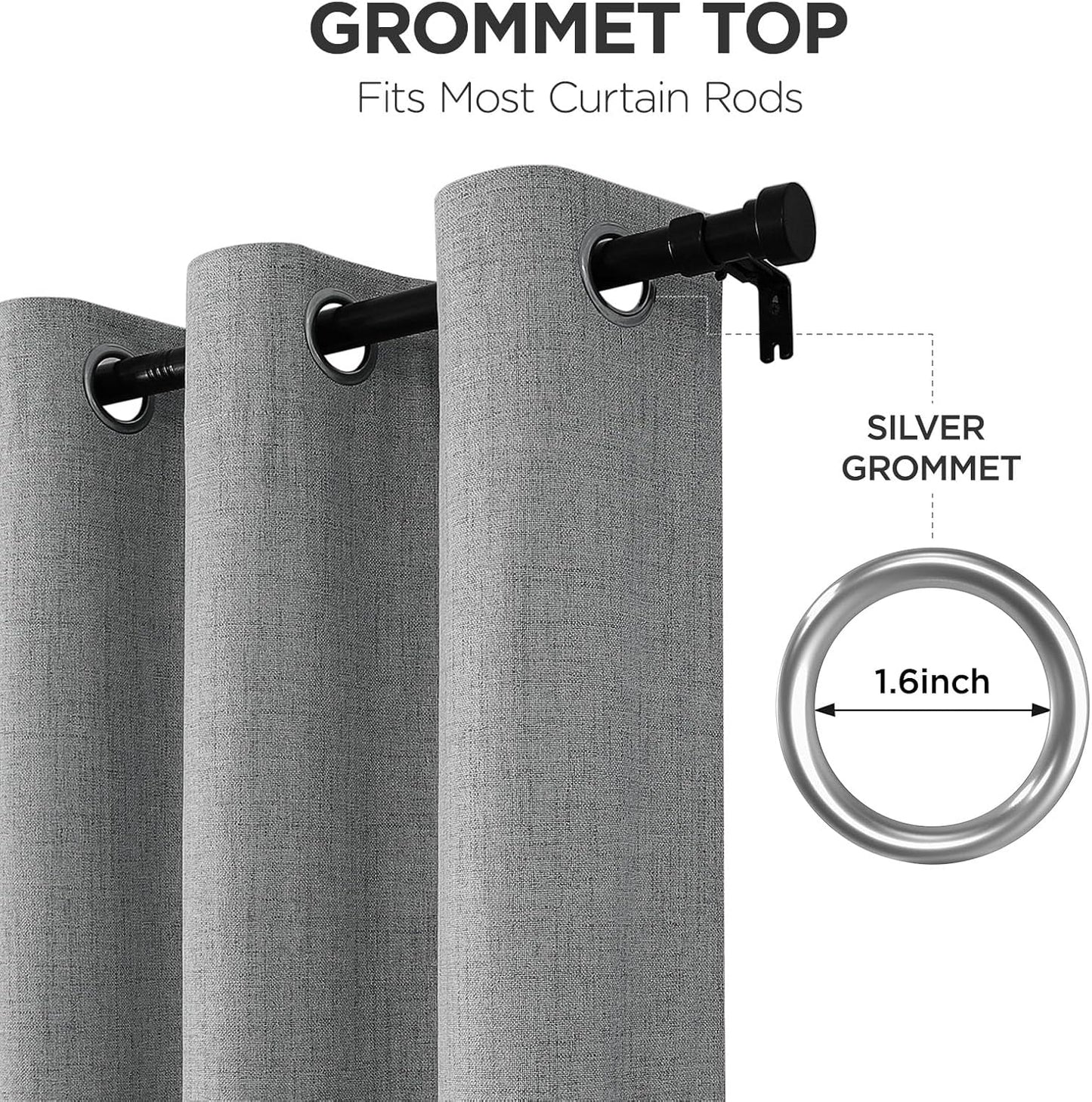 Joydeco Blackout Curtains 90 Inches Long 2 Panels Burg, Room Darkening Curtains for Bedroom, 100% Black Out Textured Thermal Drapes Privacy Protection 2 Panels Set(W52 x L90 Inch, Light Grey)