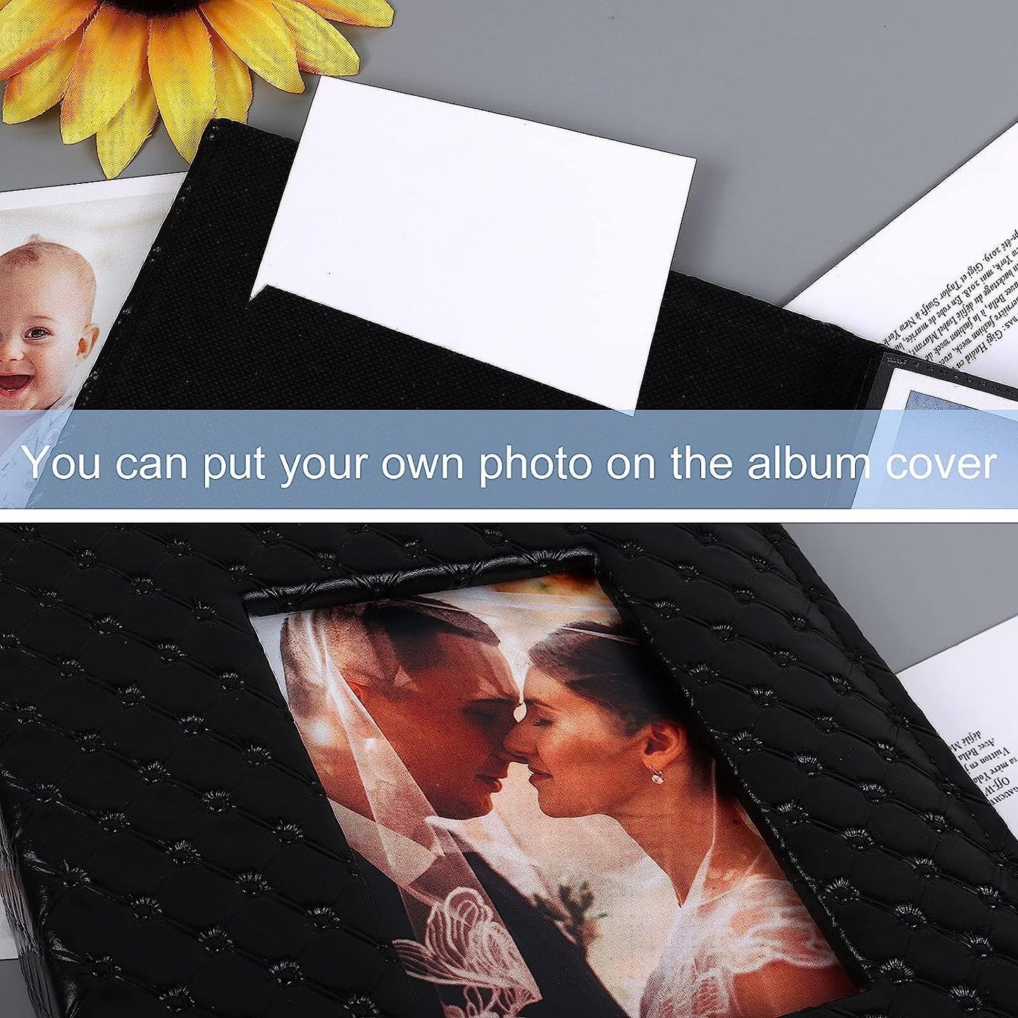 RECUTMS 200 Pocket Photo Album 4x6 Small PU Leather Cover Wedding Family Baby Anniversary Graduation Travel Personalized Photo Book (Dark Green)
