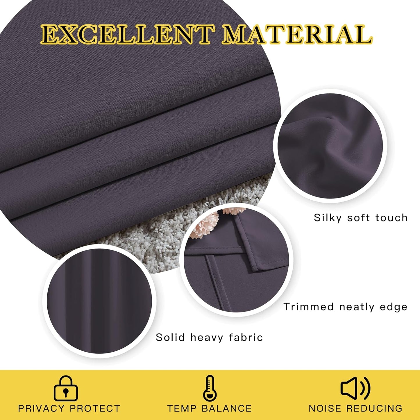 NICETOWN Room Darkening Window Curtains 90 inch Length - Thermal Insulated Grommet Light Blocking Solid Curtain Drapes for Bedroom/Living Room (Greyish Purple, Set of 2, 46" Wide Per Panel)