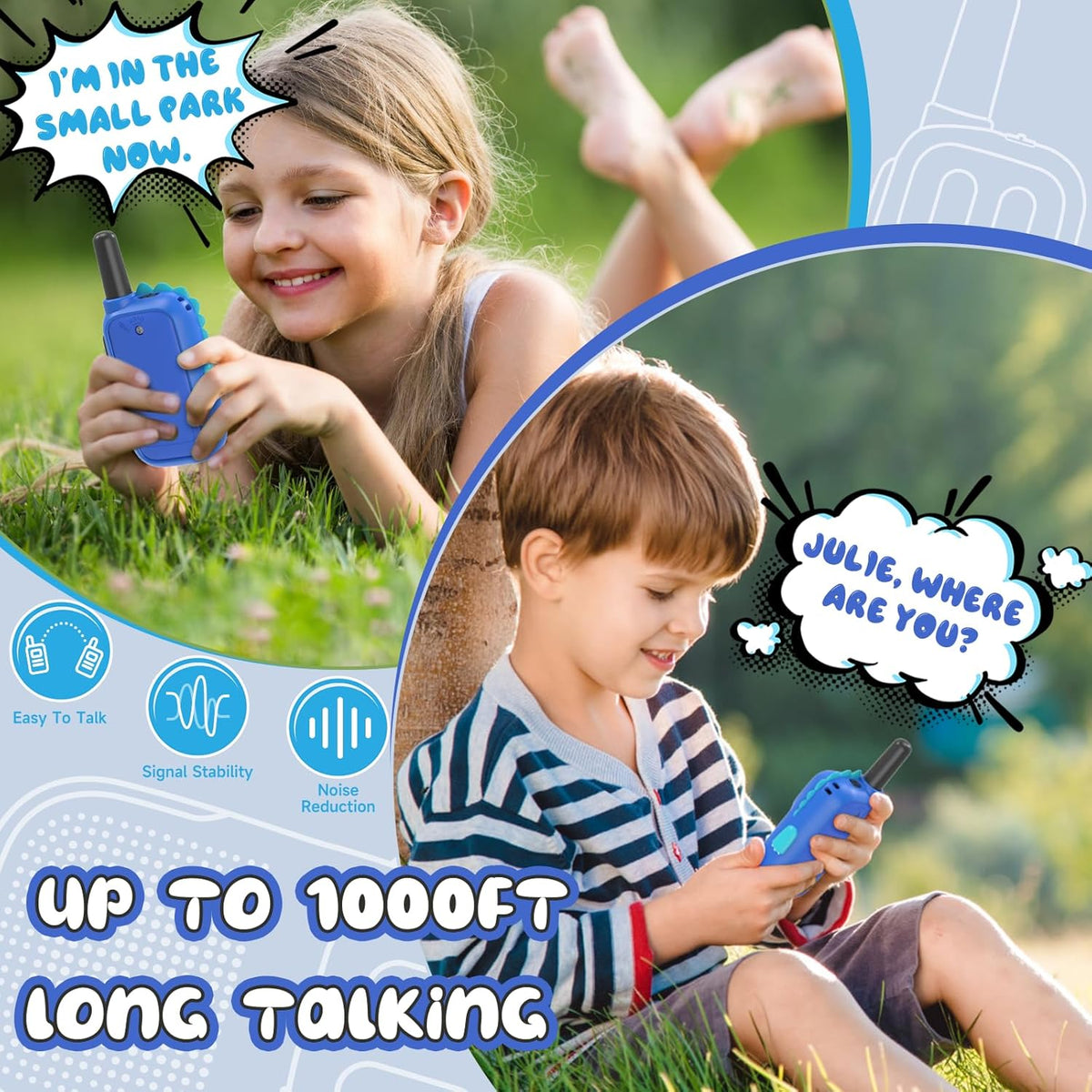 Walkie Talkies for Kids with Dinosaurs Silicone Sleeve, Toys for 3-7 Year Old Boys Girls, Kids Walkie Talkies 1000FT Range 2 Channels 2 Way RadioToy Gifts for 5-8 Year Old Boys Girls
