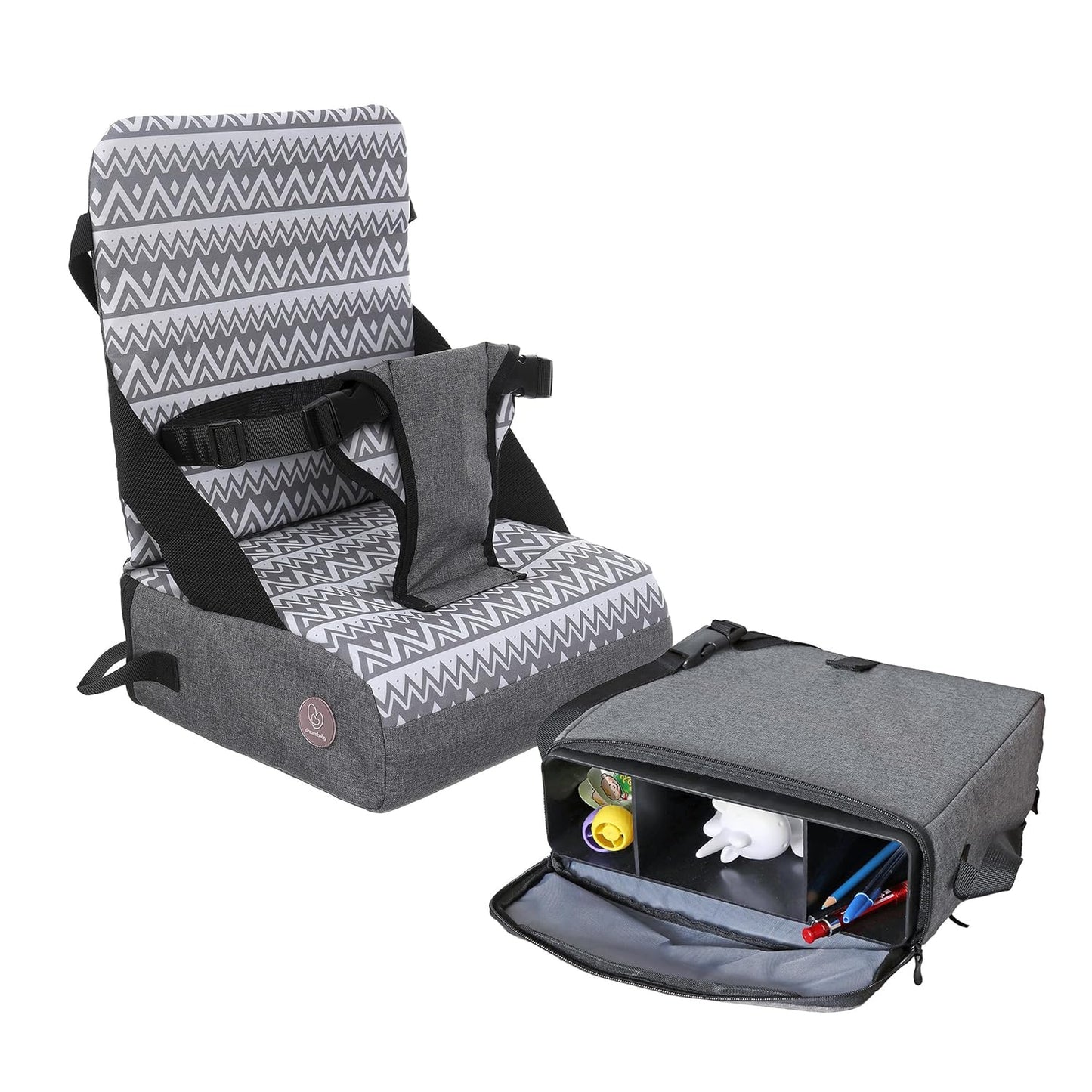 Dreambaby Grab ‘N Go Travel Booster Seat – Portable Toddler High Chair for Dining (6M-5Y) with Storage & Shoulder Strap