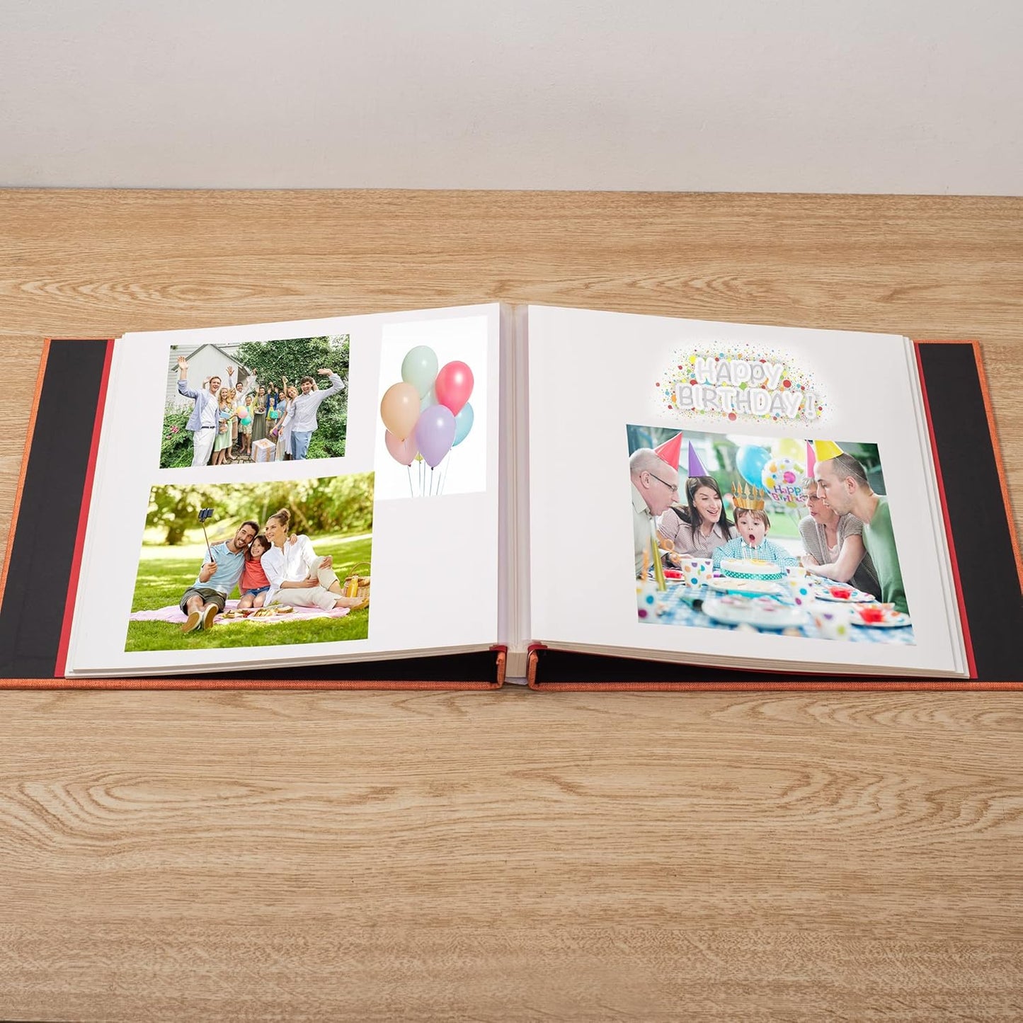 Photo Album Self Adhesive Scrapbook Album for 4×6 Pictures DIY Magnetic Linen Cover Album 30 Blank Pages Great Gift for Family, Wedding, Birthday, Christmas, Anniversary(Orange)