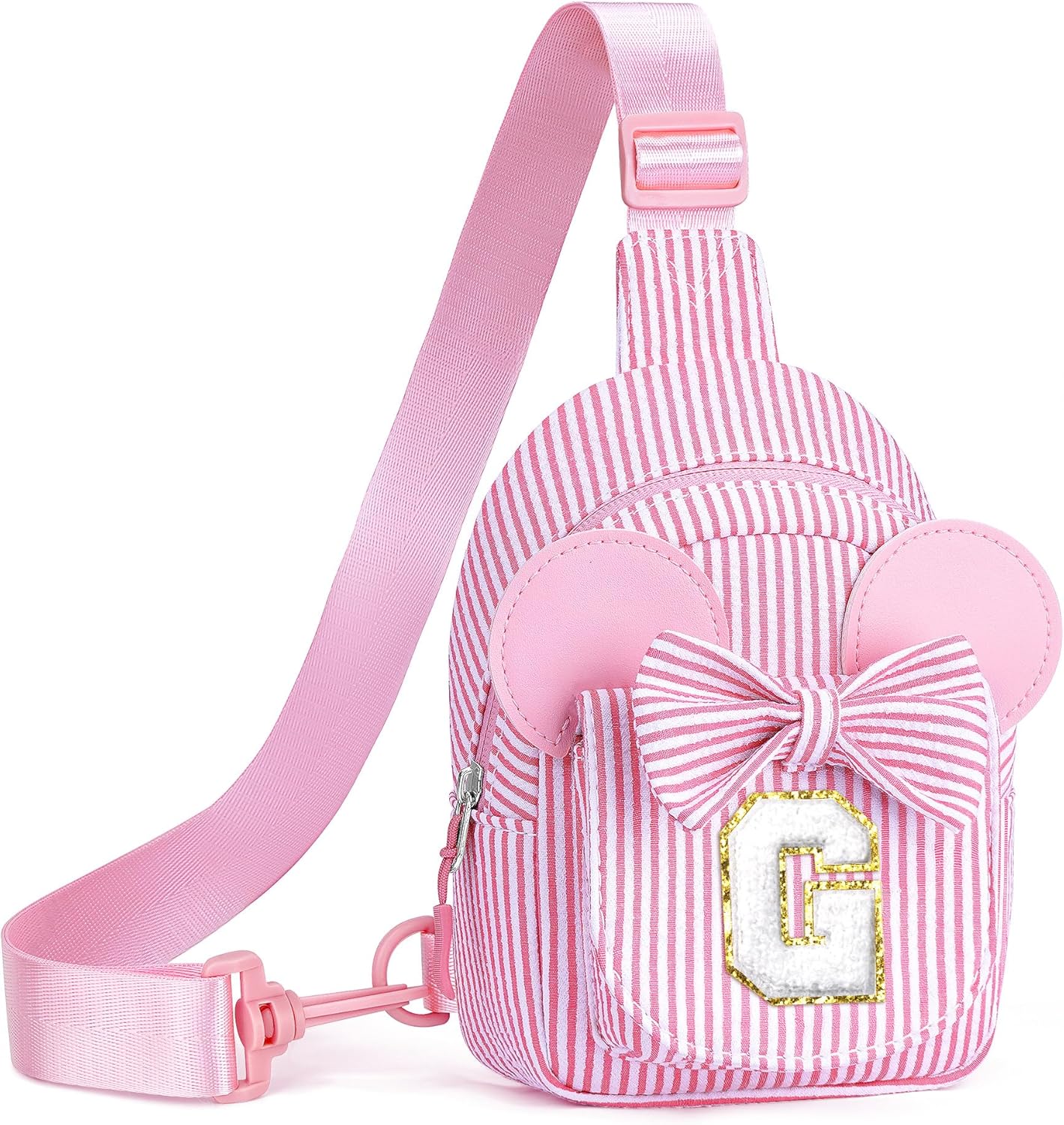 Birthday Gifts for Girls,3 4 5 6 7 8 9 10 Year Old Girl Birthday Gift Pink Small Initial Crossbody Bag Fanny Pack for Kids Belt Bag Personalized Gifts for Daughter Sister (Pink G)