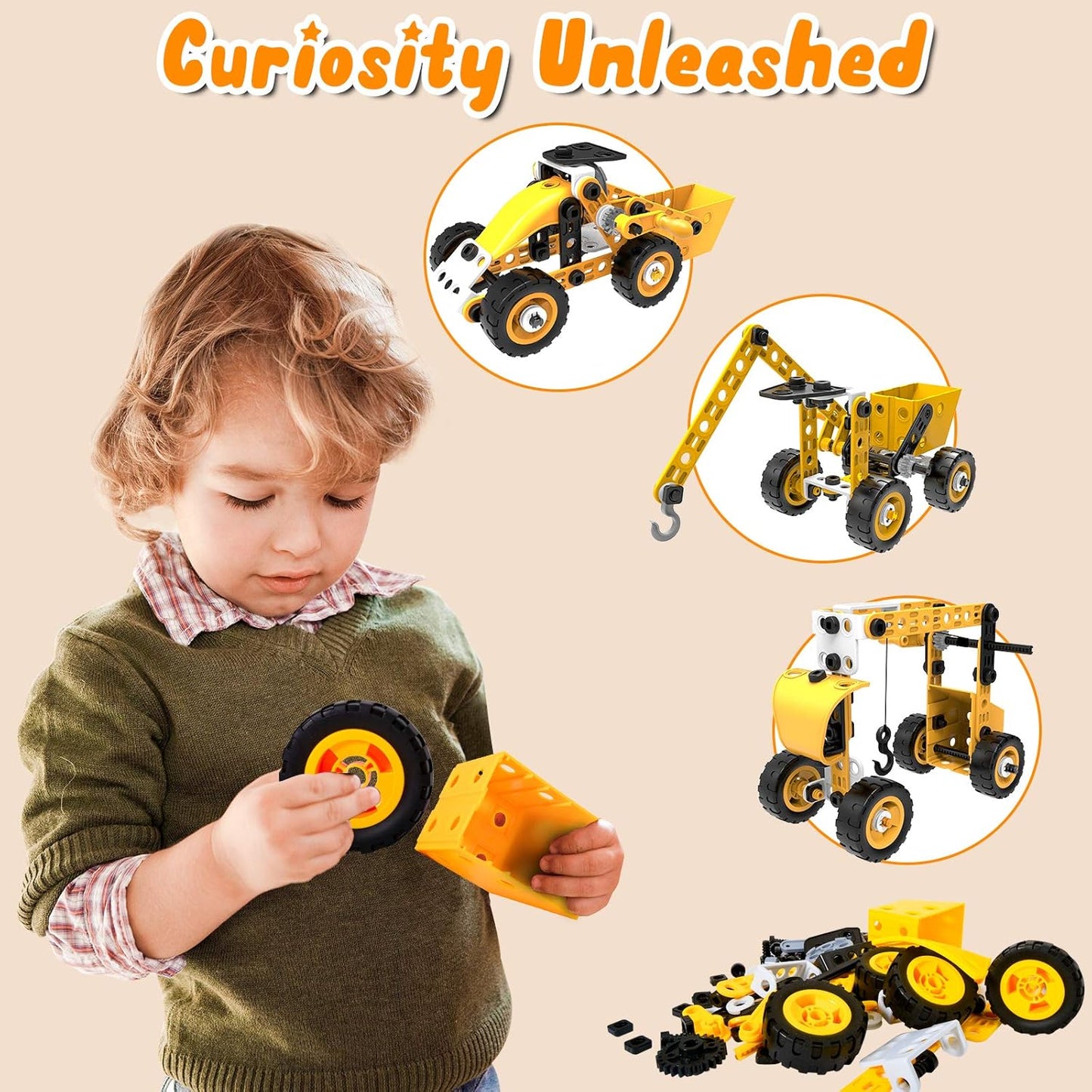 STEM Building Toys, 10 in 1 Construction Set for Preschool Kids, Educational Creative Games Holiday Idea Gift for 5+ Years Old, Stem Activities for Kids Ages 4-8 5-7 6-8 Boy Birthday Gifts