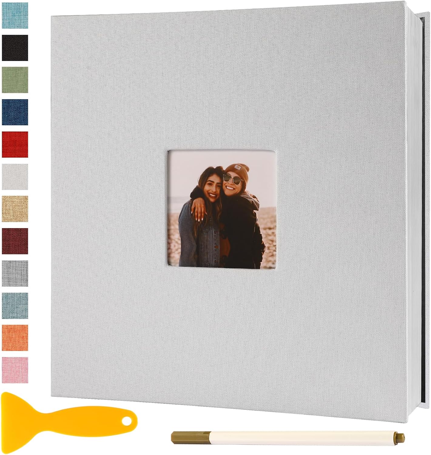 Photo Album Self Adhesive Pages Scrapbook Magnetic Photo Albums for 4x6 5x7 8x10 Pictures Sticky Pages Books for Baby Family Wedding 13.2x12.8 White 40 Pages