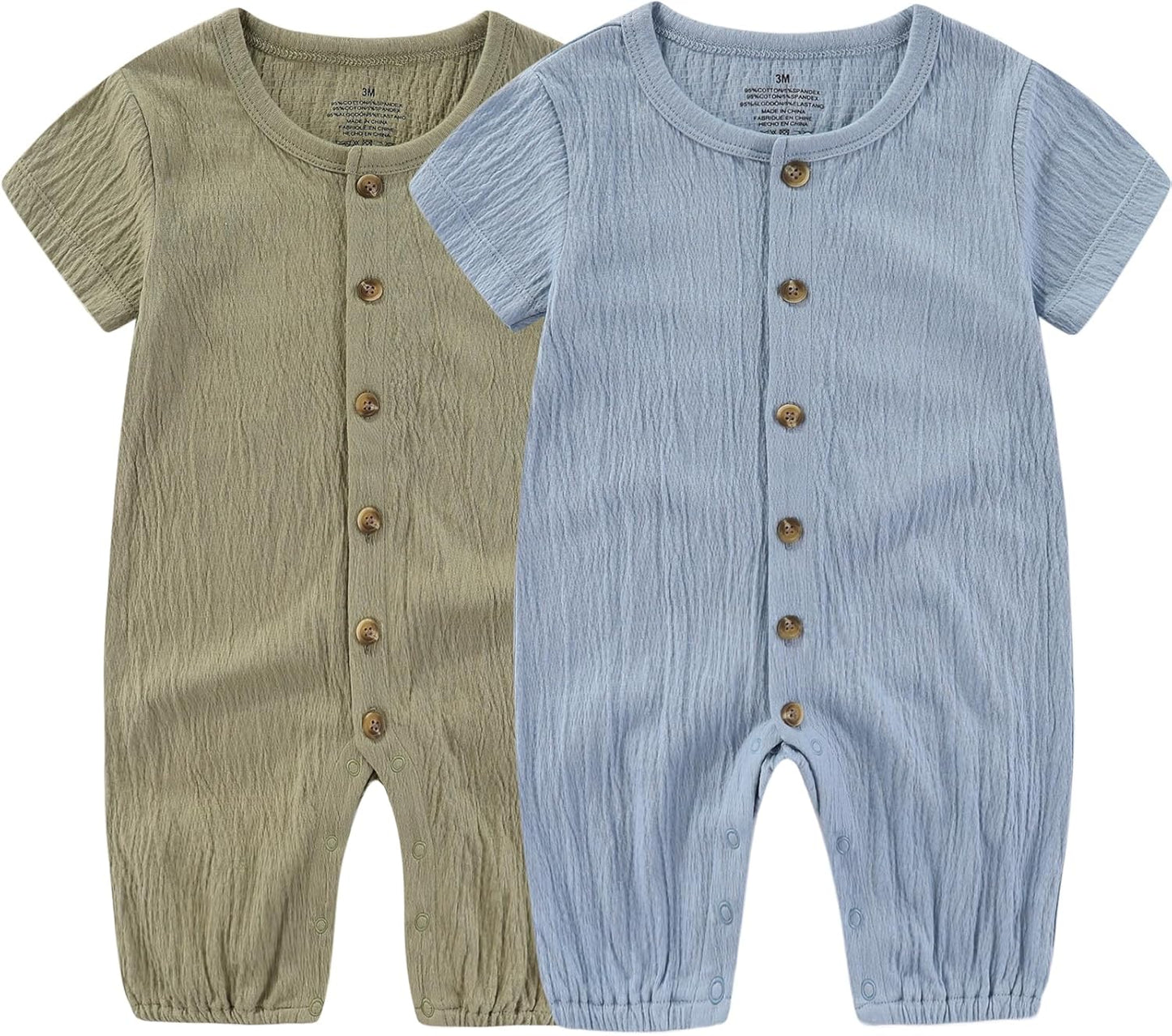 Baby Girl Romper Button Jumpsuit Summer Infant Boy Clothes for 0-24 Months