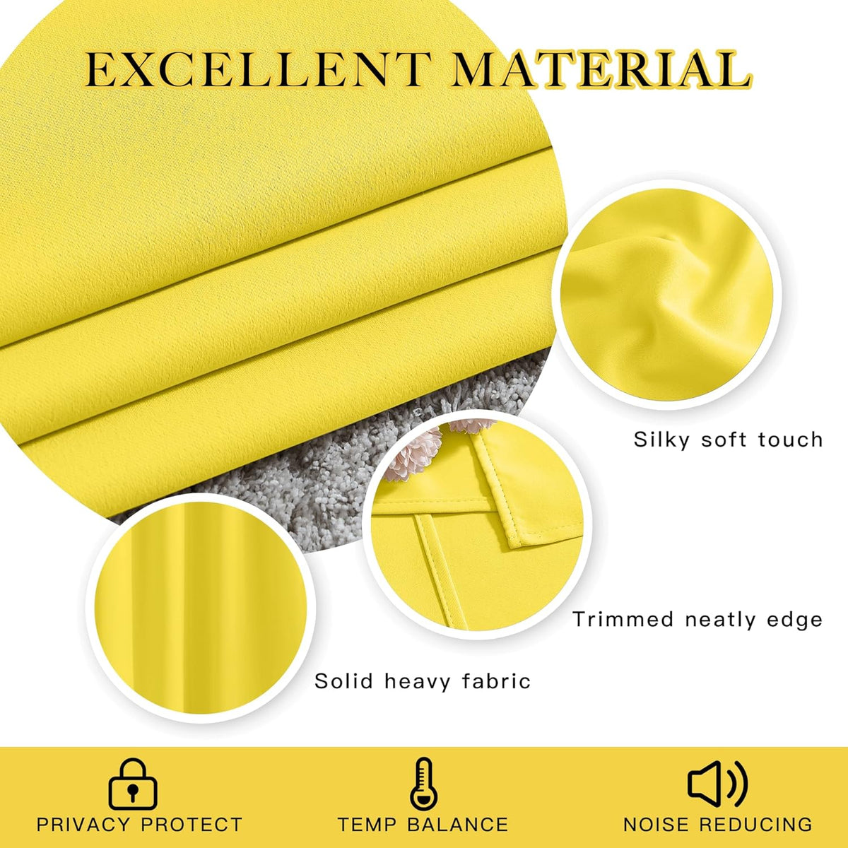 NICETOWN Bright Yellow Blackout Curtains 84 inch Long for Bedroom - Thermal Insulated Solid Grommet Light Blocking Window Curtains & Drapes for Living Room (2 Panels, 52 x 84 Inch, Bright Yellow)