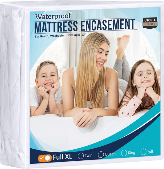 Utopia Bedding Zippered Mattress Encasement Full XL, 100% Waterproof Bed Bug and Dust Mite Proof Mattress Protector, Absorbent Six-Sided Mattress Cover