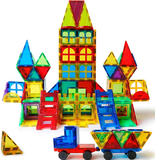 MAGBLOCK Magnetic Tiles Kids Toys, 120PCS 3D Magnetic Building Blocks Set Construction Toys Educational STEM Magnet Tiles for Kids Stacking Blocks Learning Gifts for Toddlers Boys Girls