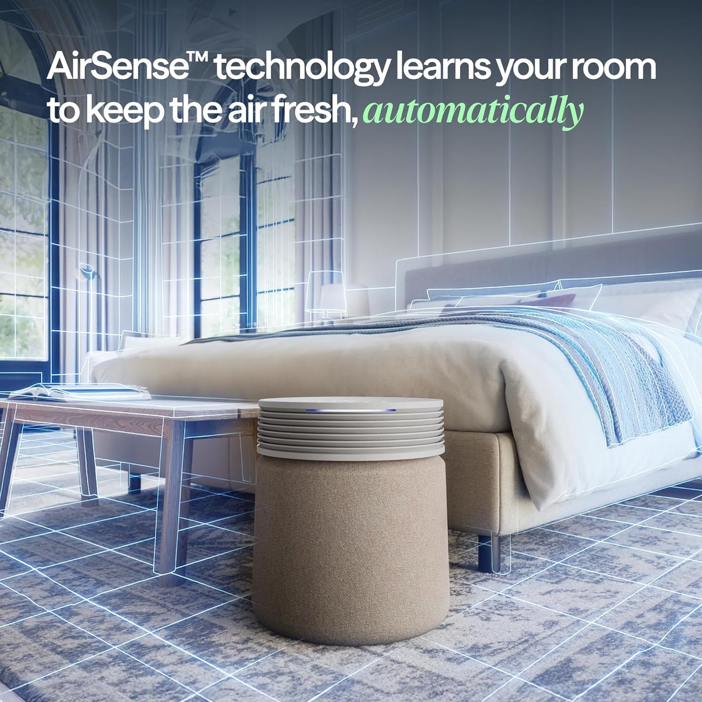 BLUEAIR Air Purifier for Large Rooms & Home - Odor Eliminating Cleans up to 3385 ft², HEPASilent, Smart WiFi, Auto Mode, Doubles as Table, Removes Dust, Smoke, Pet Hair, AHAM Verified, Blue Signature