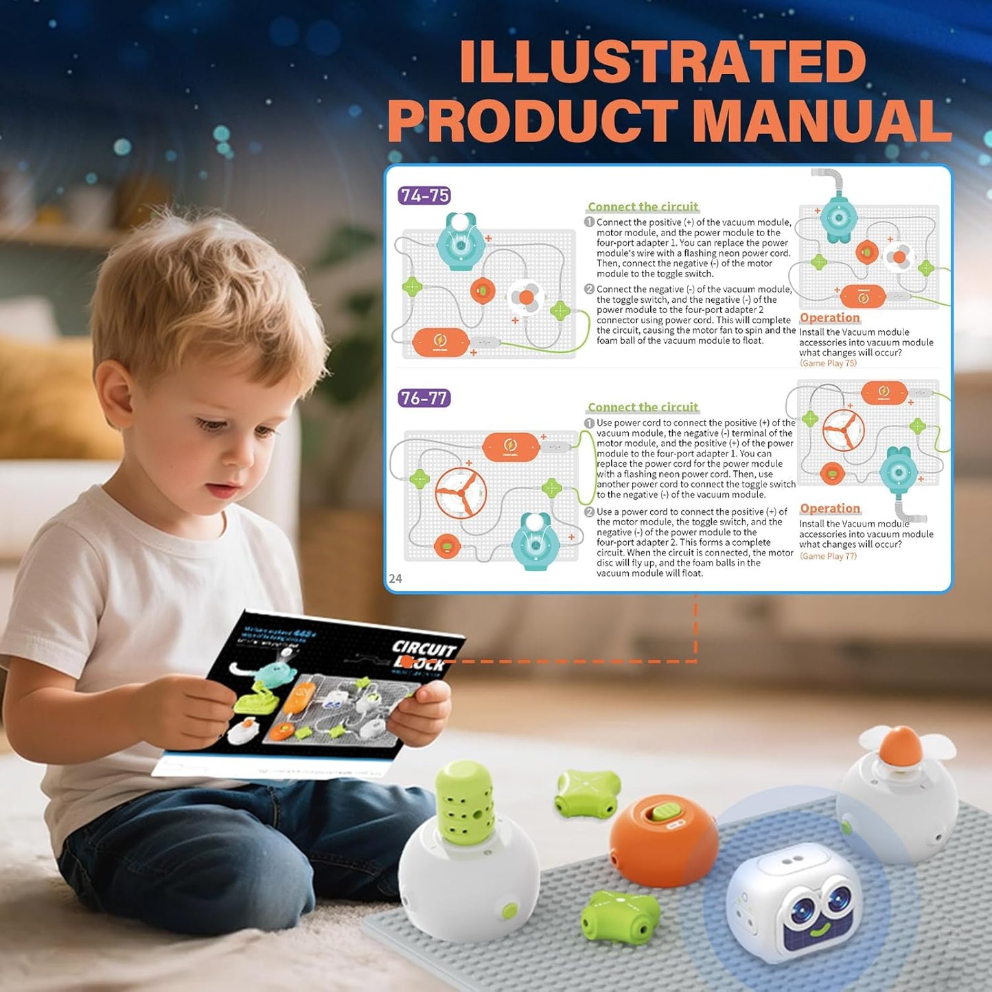 Science Kits for Kids, Circuit Exploration Kits with 448+ Electrical Circuit Projects Educational Electronics Toys for Boys & Girls Hands-On Engineering Toy, Birthday Gift for Ages 5 6 7 8 9 10 11 12