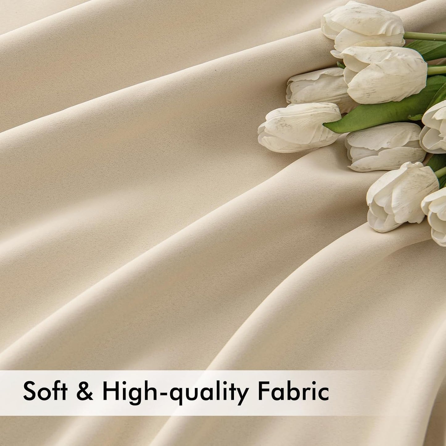 MIULEE Back Tab Cream Beige Curtains 108 Inch Long 2 Panels Set for Living Room Bedroom, Ivory Rod Pocket/Pinch Pleated Light Blocking Extra Long Thermal Insulated Room Darkening Blackout Drapes