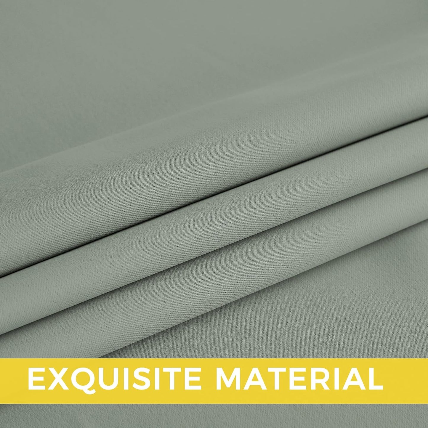 NICETOWN Sage Green Sound Blackout Curtains Blocking Drapes - Grommet Thermal Insulated Shades for Living Room, Yard, Bedroom, Office, Closet - Machine Washable, 2 Panels, W52 x L63
