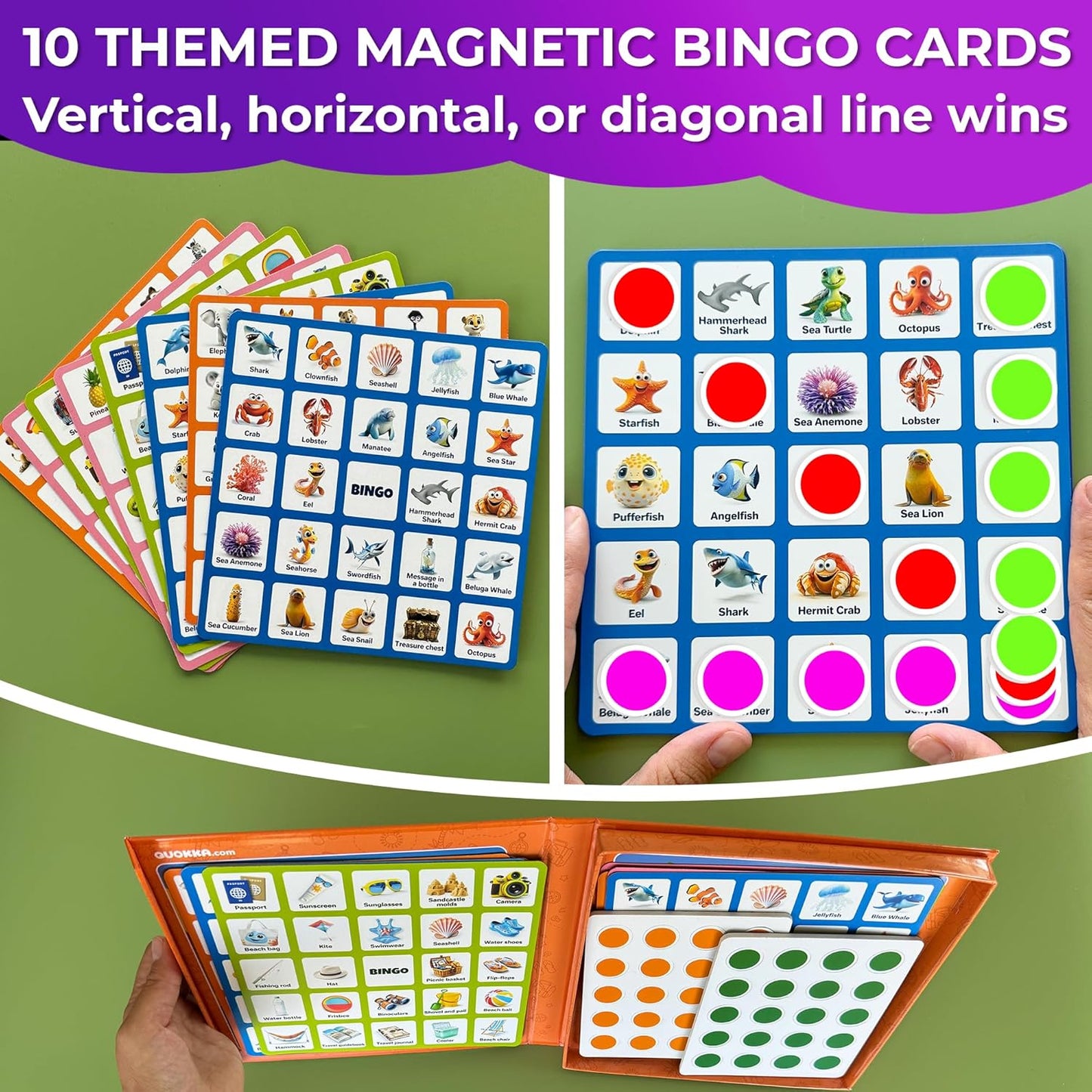 QUOKKA Magnet Game for Kids 3-5 - Bingo Game Kids Ages 4-8 - Travel I Road Trip I Plane I Car Ride - Magnetic Toddler Travel Toys