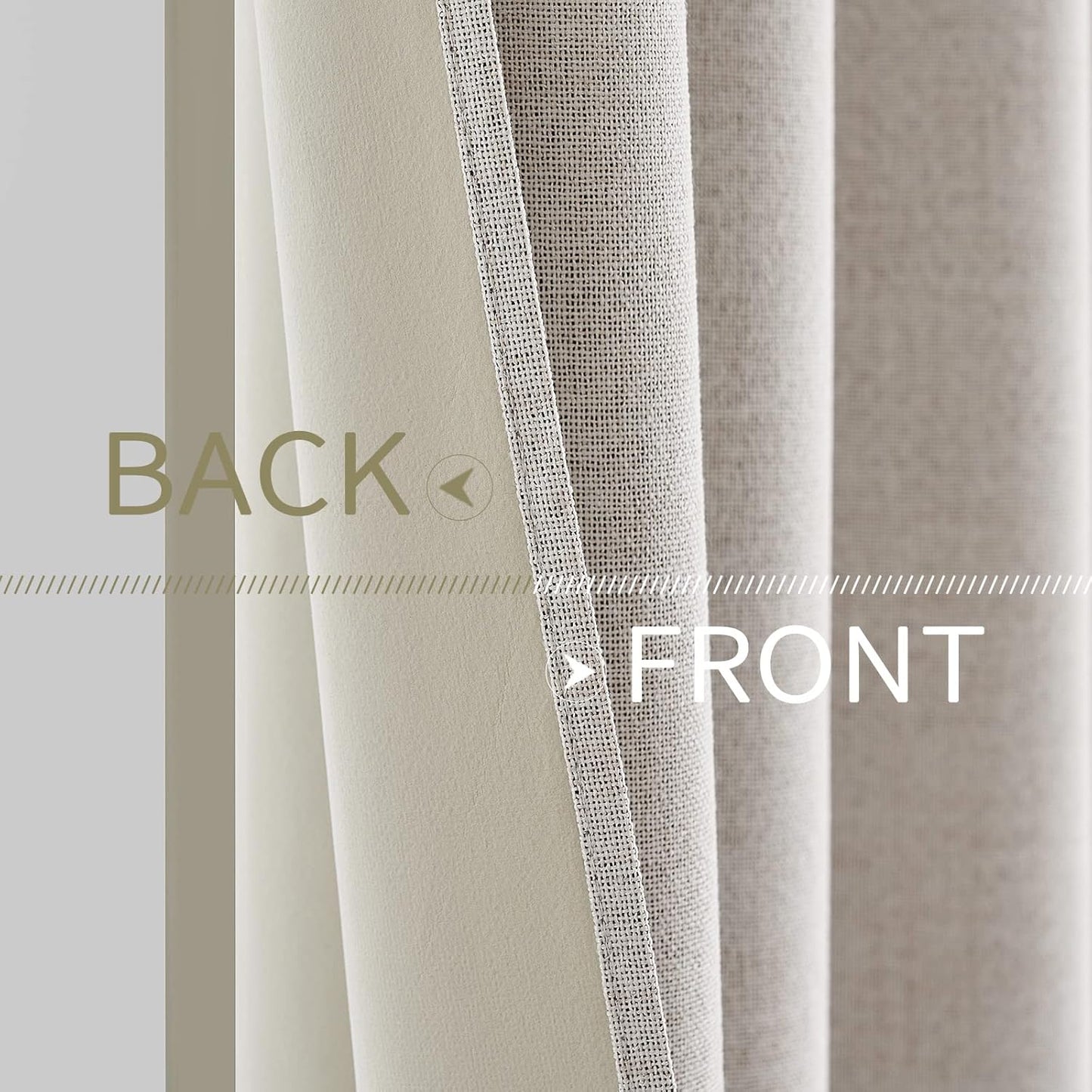 MIULEE 100% Blackout Linen Textured Curtains for Bedroom Solid Thermal Insulated Ivory Grommet Room Darkening Curtains & Drapes Luxury Decor for Living Room Nursery 52 x 92 Inch (2 Panels)