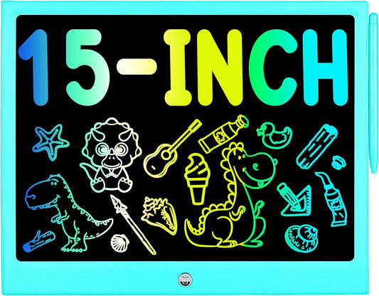 Toys for 3 4 5 6 7 8 Years Old Boys Girls, LCD Writing Tablet 15 Inch Doodle Board, Electronic Drawing Pads Drawing Tablet, Educational Birthday Gift for 3-6 Years Old Kids Toddler (Blue)