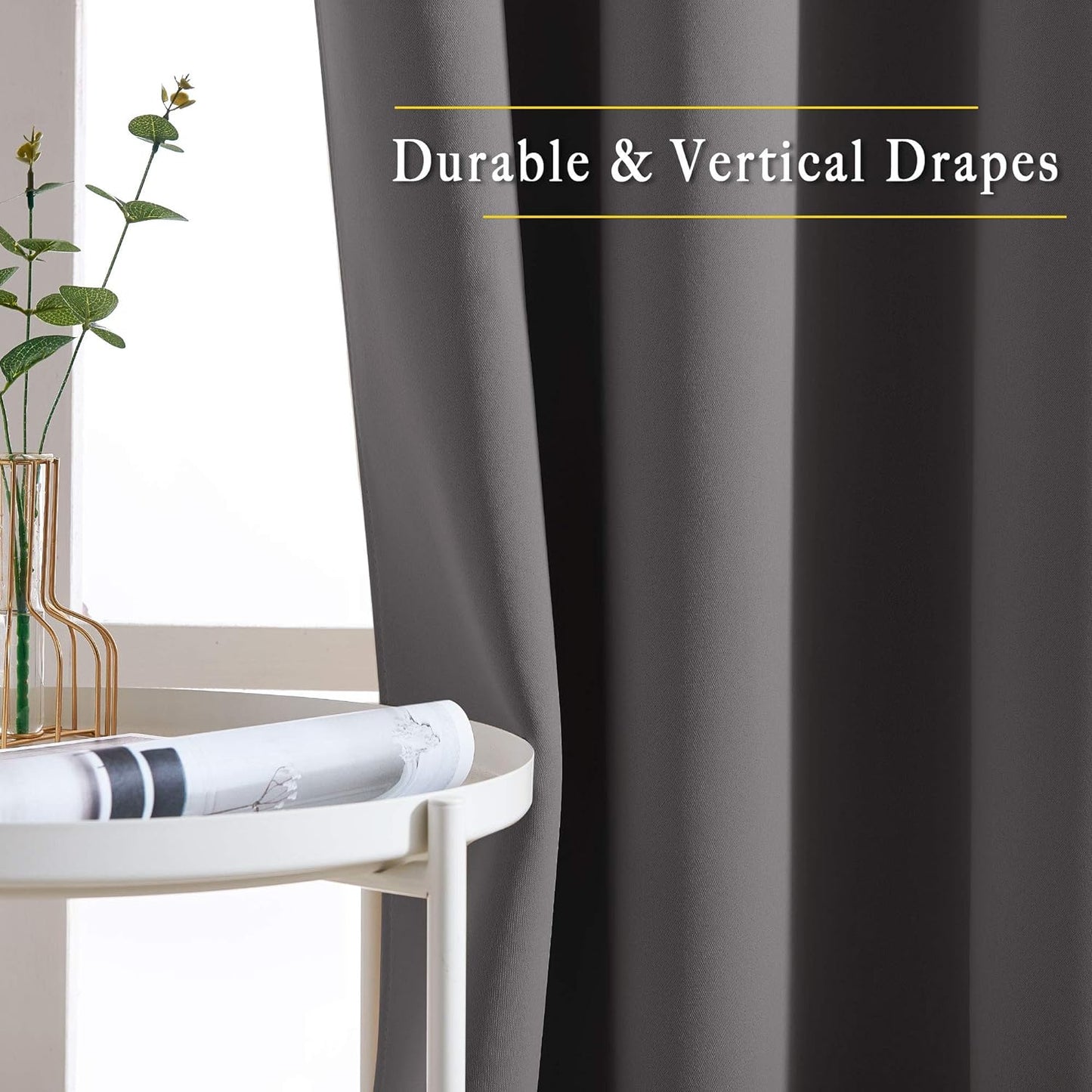 NICETOWN Grey Room Darkening Curtains Blackout 40 inch Curtains for Kitchen, Grommet Solid Window Treatments Sound Reducing for Bedroom, 2 Panels, W37 x L40, 2 Panels