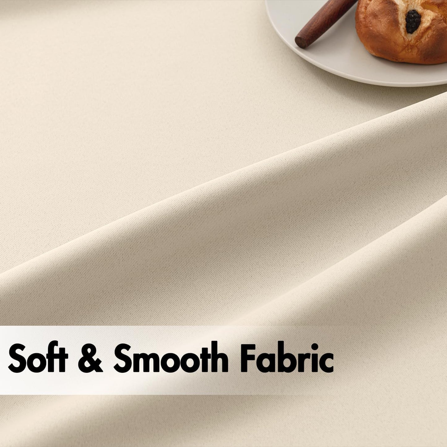 ANRODUO Back Tab Blackout Curtains for Bedroom Living Room, Rod Pocket Pinch Pleated Thermal Insulated Room Darkening Curtains 84 Inches Long 2 Panels, Cream Beige, 52 x 84 Inch