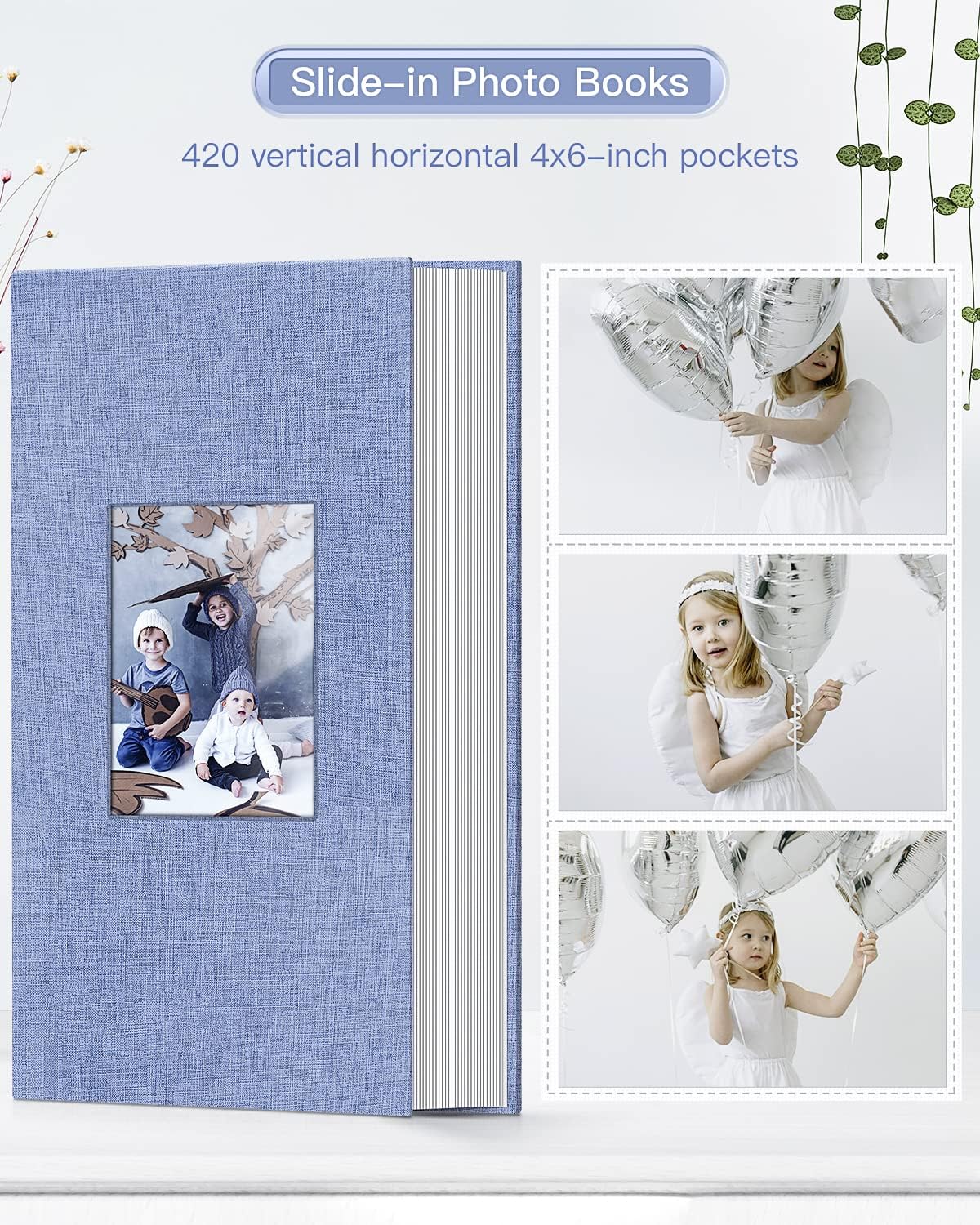 popotop Photo Album 4x6-420 Photos Photo Books with 420 Horizontall Pockets,Linen Cover Albums for Family Wedding Anniversary Baby Vacation Pictures