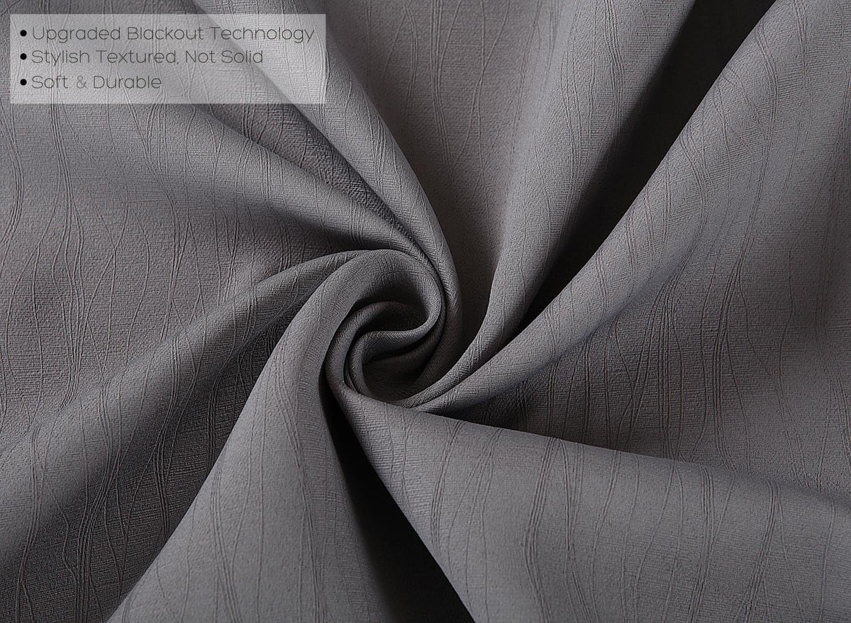 MIUCO Blackout Curtains Room Darkening Curtains Textured Grommet Curtains 2 Panels for Living Room 52 x 84 Inch Grey