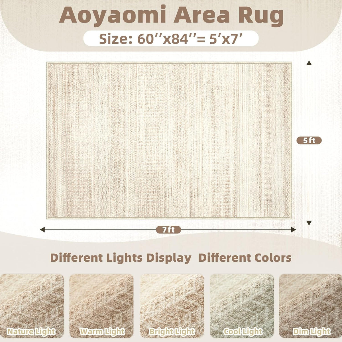Moroccan Large Area Rug 5x7 - Soft Machine Washable Geometric Boho Distressed Farmhouse Rug Morden Stain Resistant Indoor Floor Carpet for Bedroom Dining Table Nursery Home Office(5'x7',Ivory Beige)
